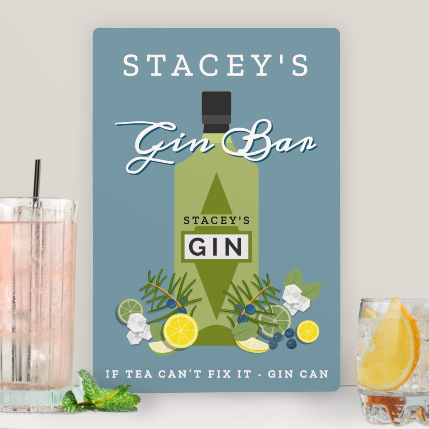 Personalised Gin Bar Metal Sign - gift & personalise