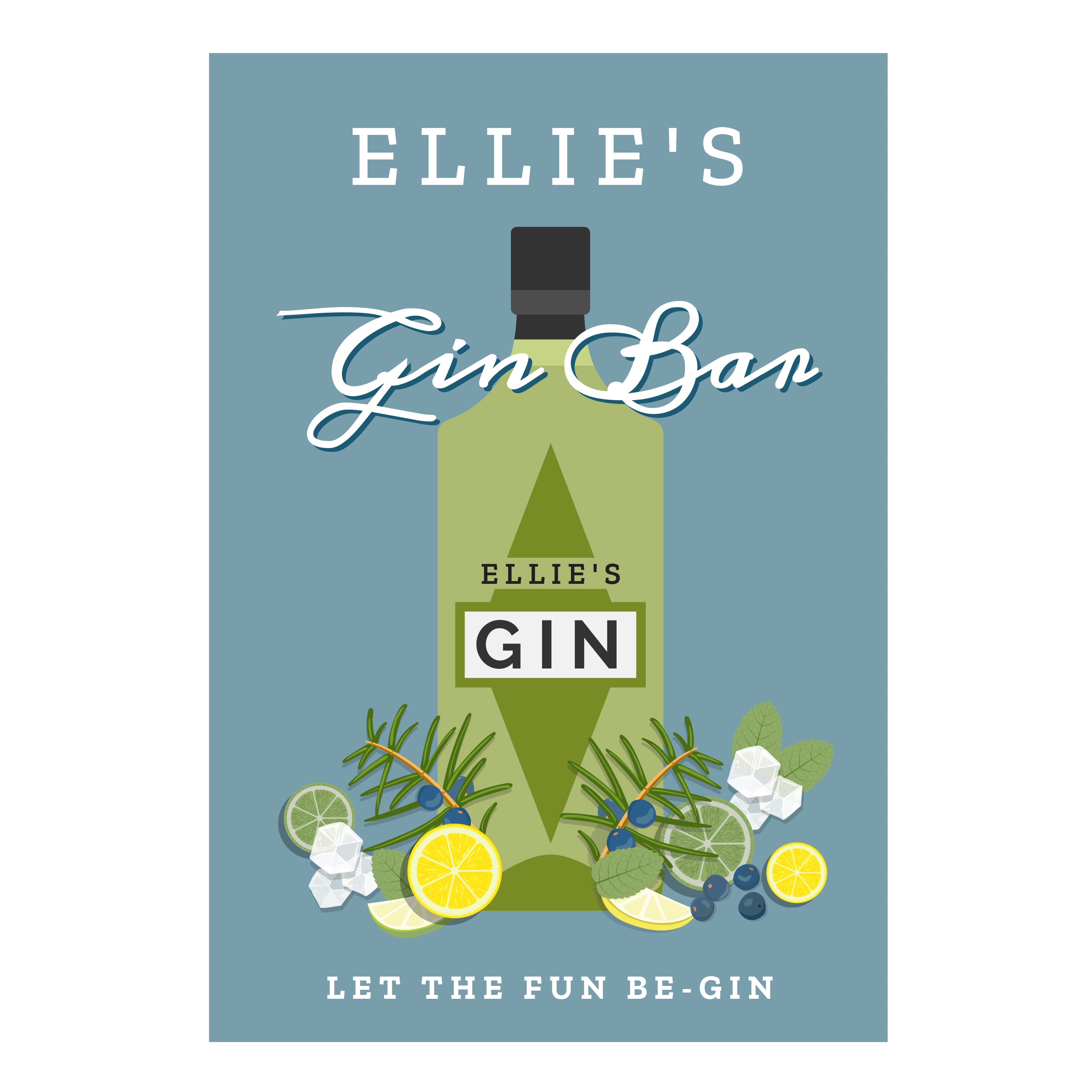 Personalised Gin Bar Metal Sign - gift & personalise