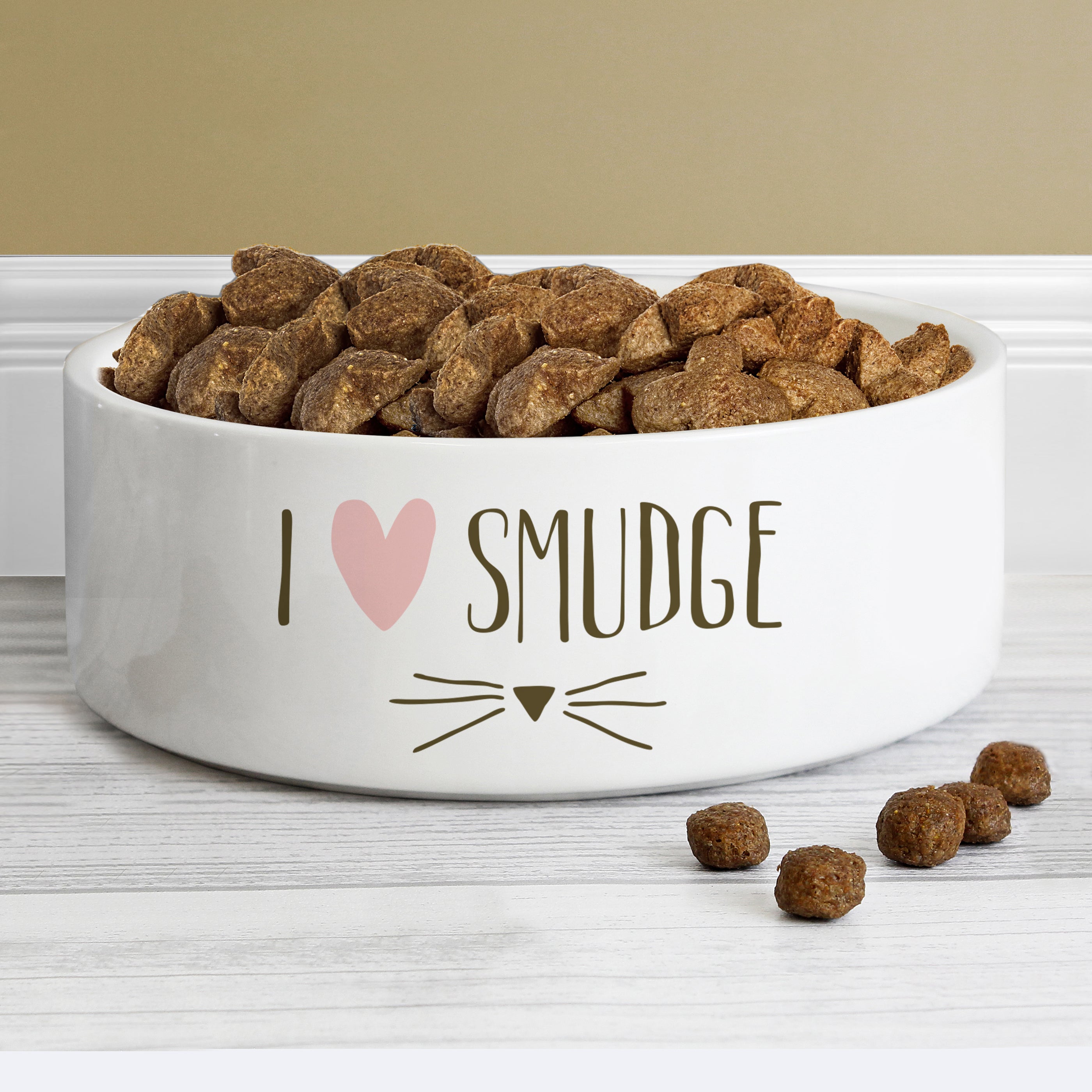 Personalised Cat Features 14cm Medium White Pet Bowl - gift & personalise