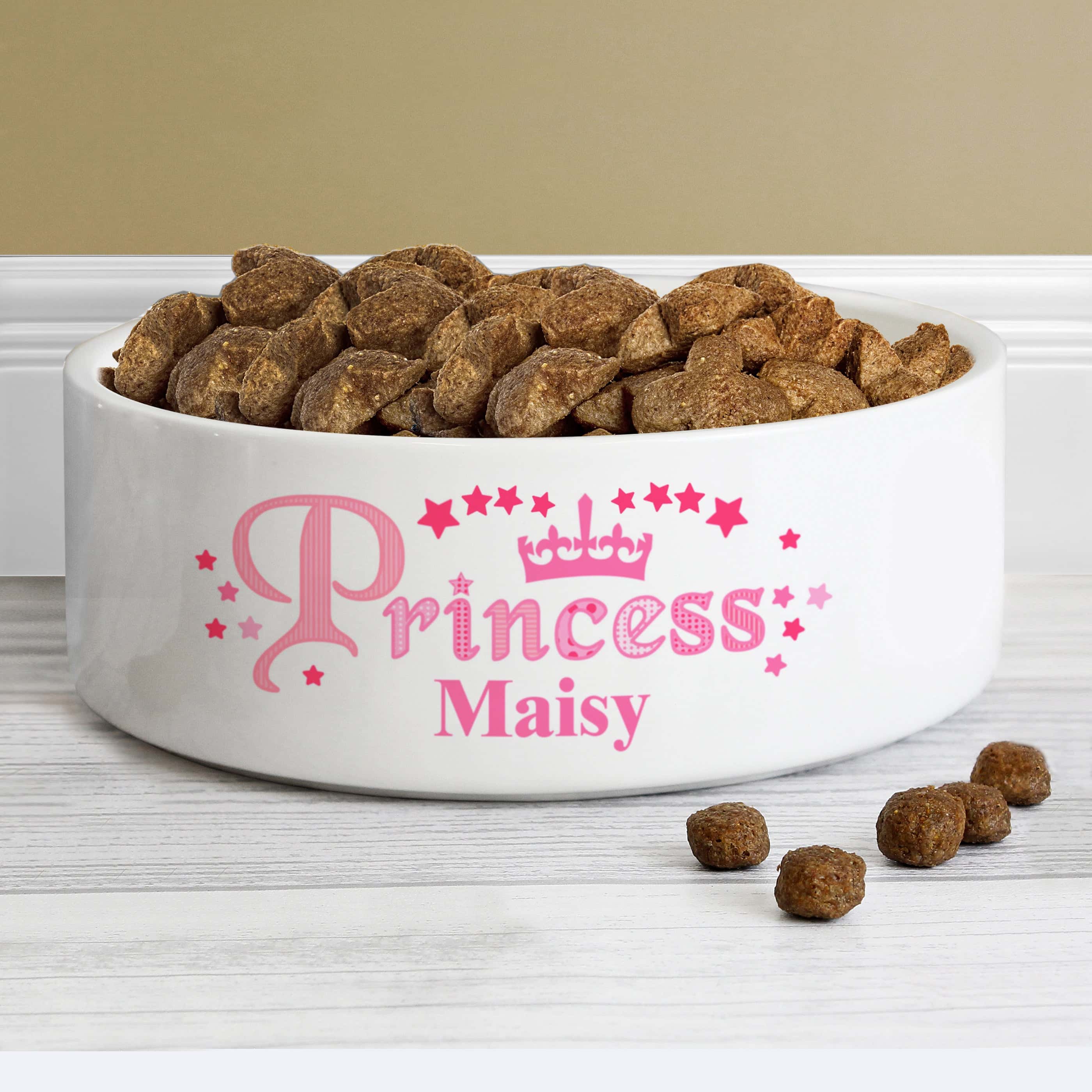 Personalised Princess 14cm Medium White Pet Bowl - gift & personalise