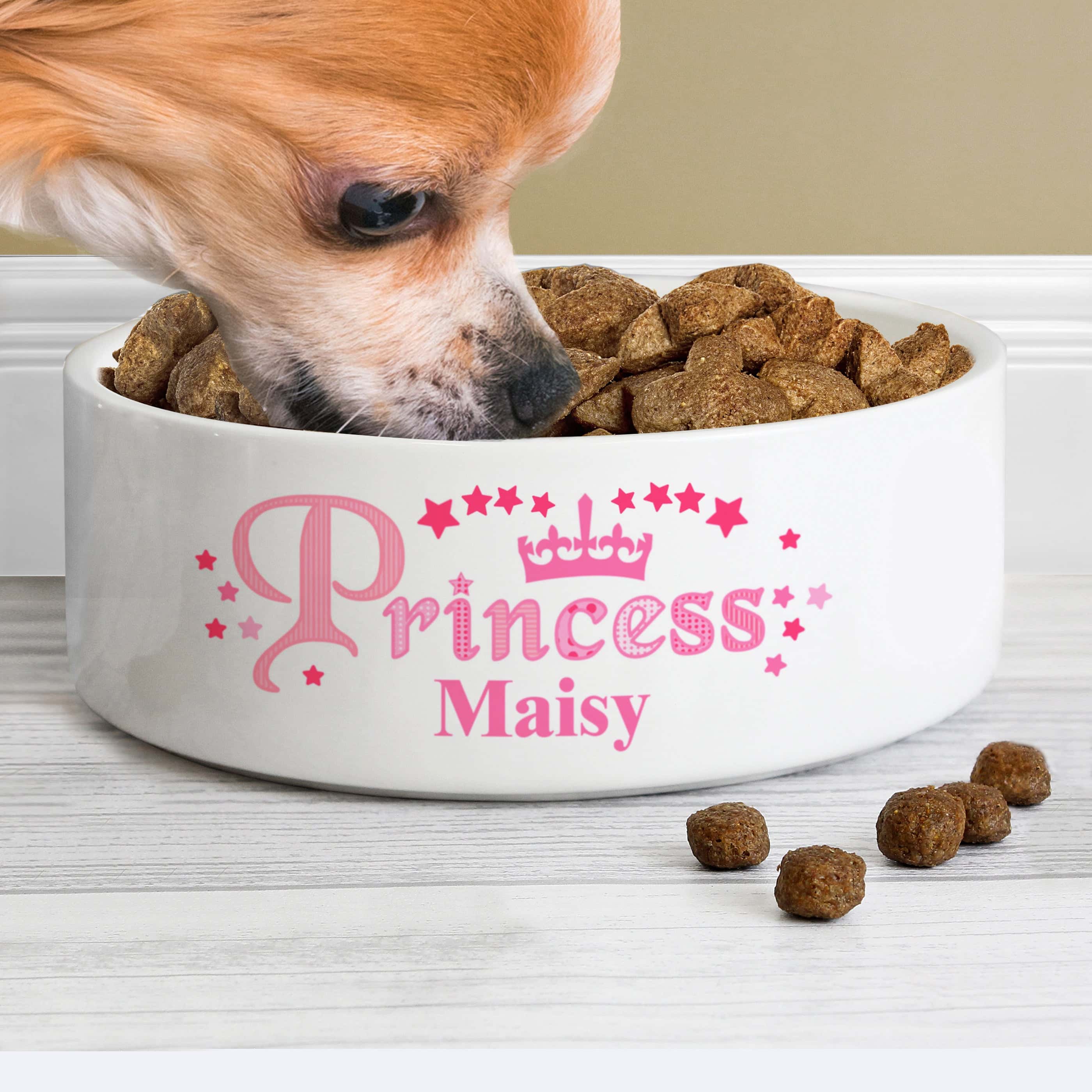 Personalised Princess 14cm Medium White Pet Bowl - gift & personalise