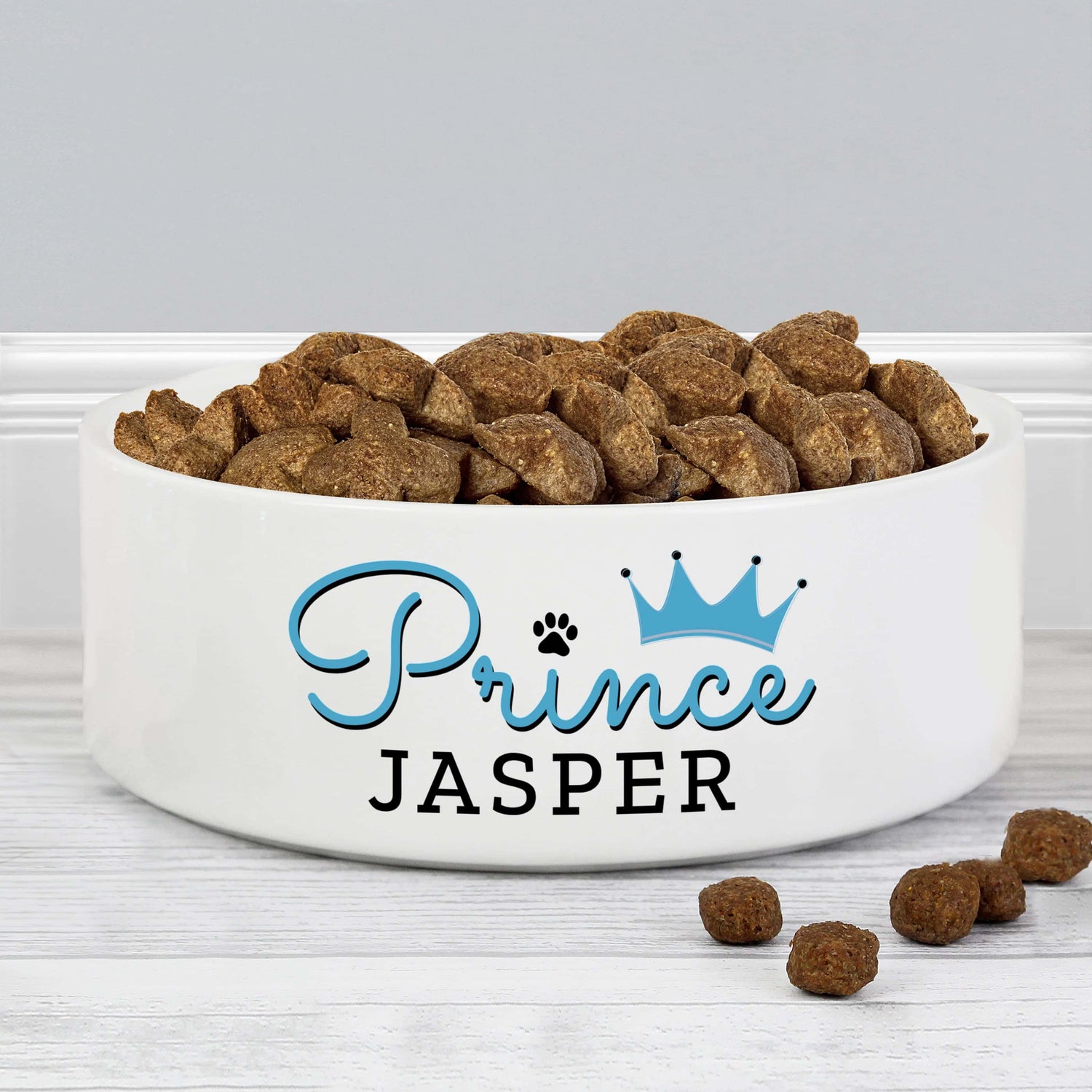 Personalised Prince 14cm Medium Ceramic White Pet Bowl - gift & personalise
