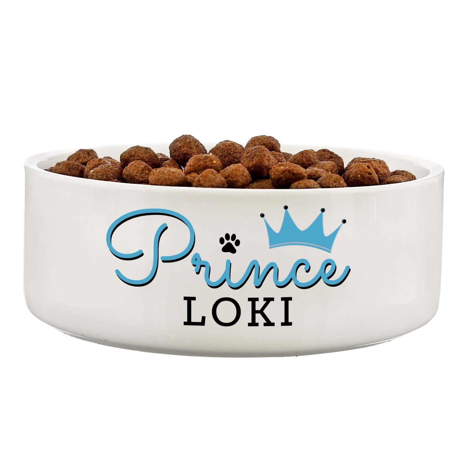 Personalised Prince 14cm Medium Ceramic White Pet Bowl - gift & personalise