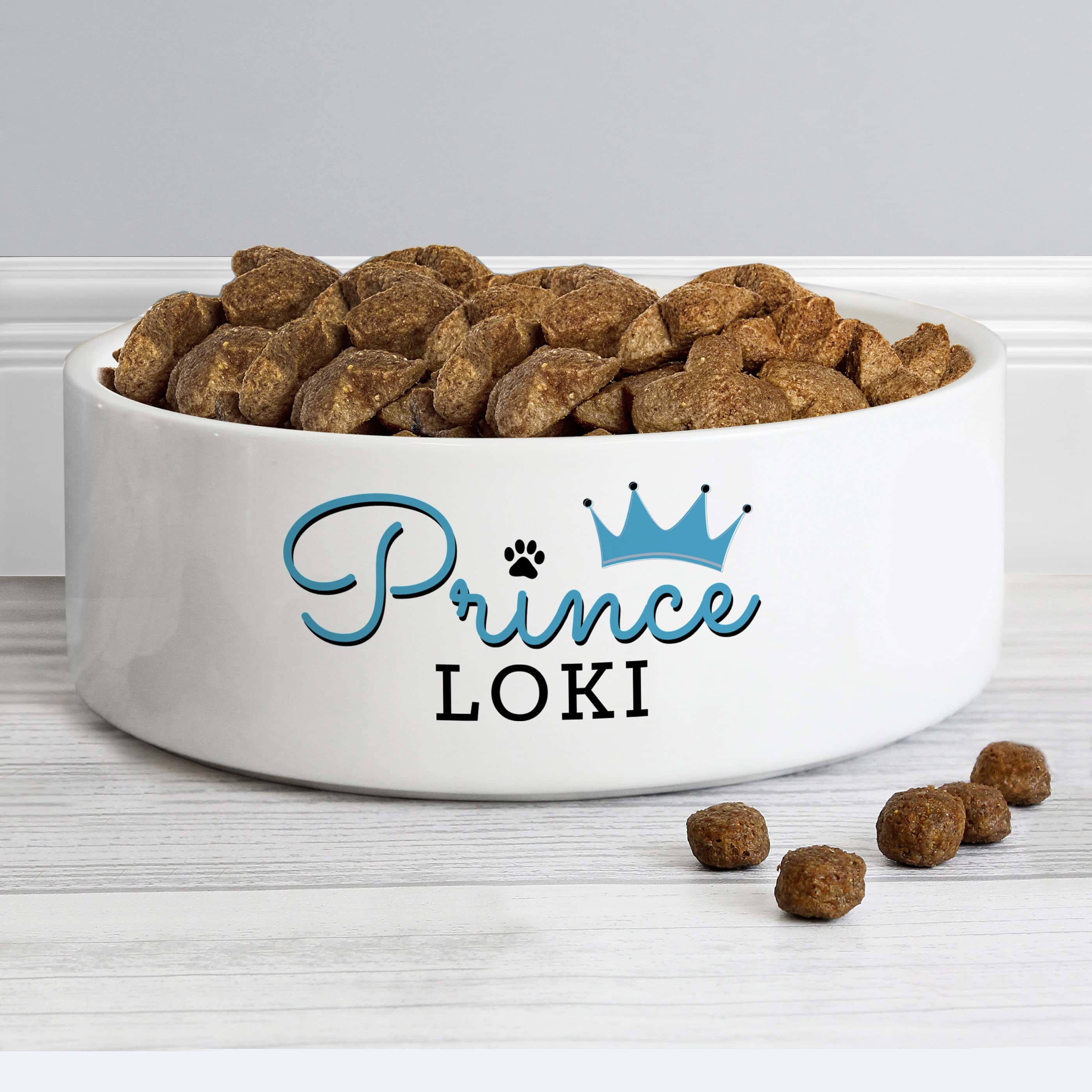 Personalised Prince 14cm Medium Ceramic White Pet Bowl - gift & personalise