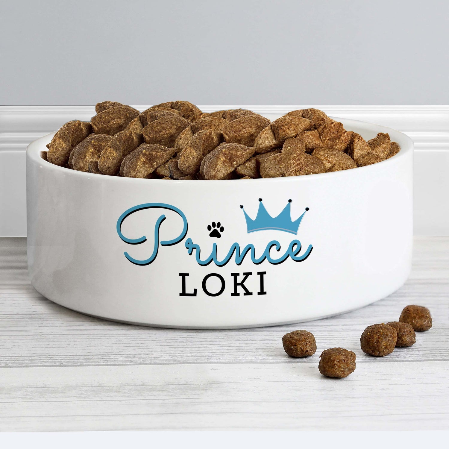 Personalised Prince 14cm Medium Ceramic White Pet Bowl - gift & personalise