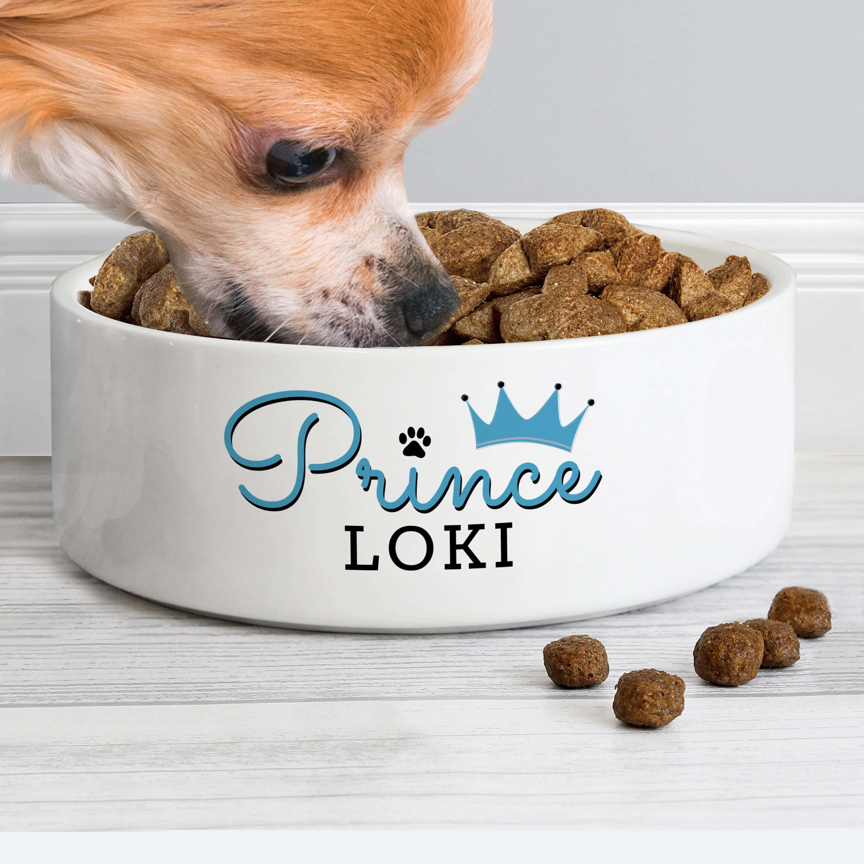 Personalised Prince 14cm Medium Ceramic White Pet Bowl - gift & personalise