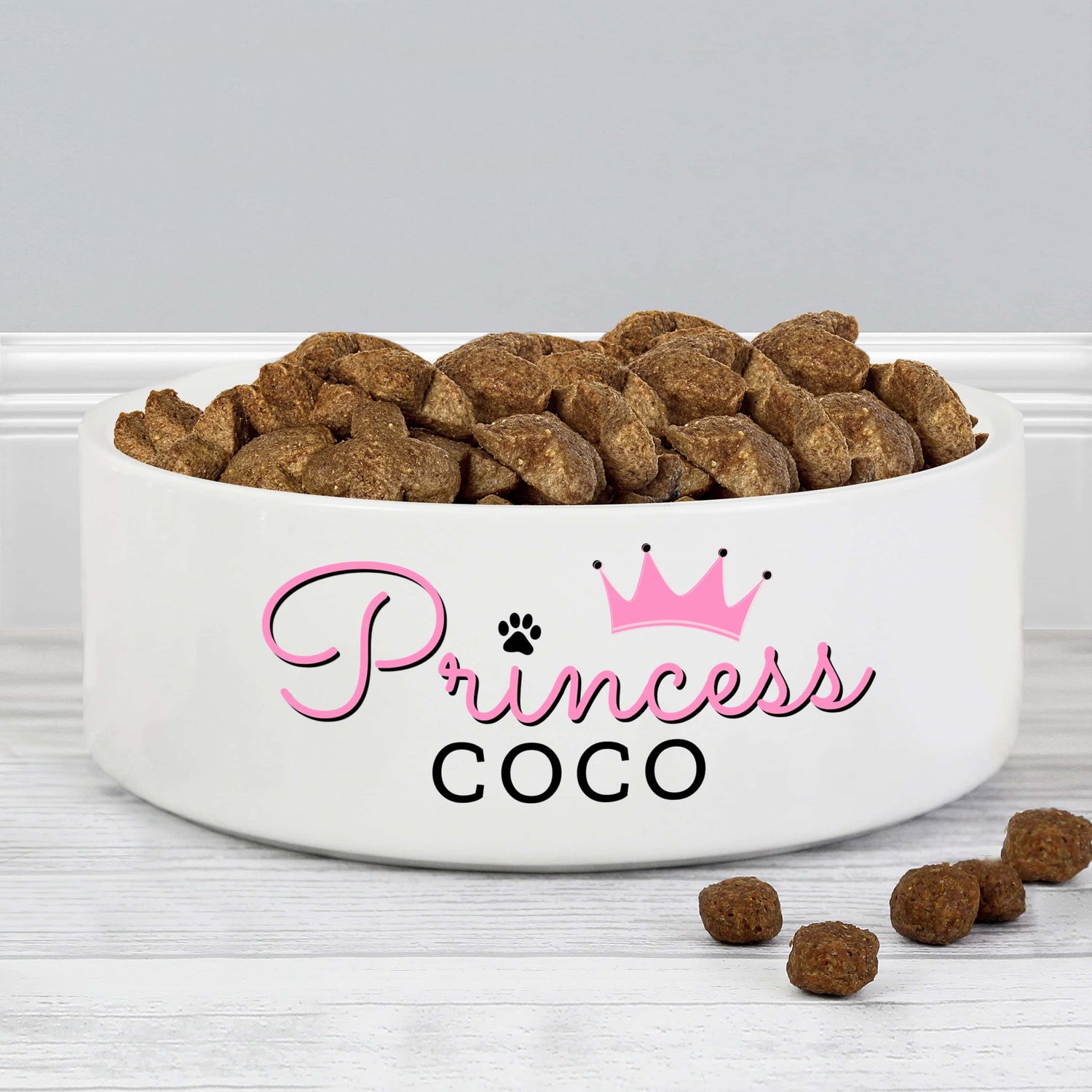 Personalised Princess 14cm Medium Ceramic White Pet Bowl - gift & personalise