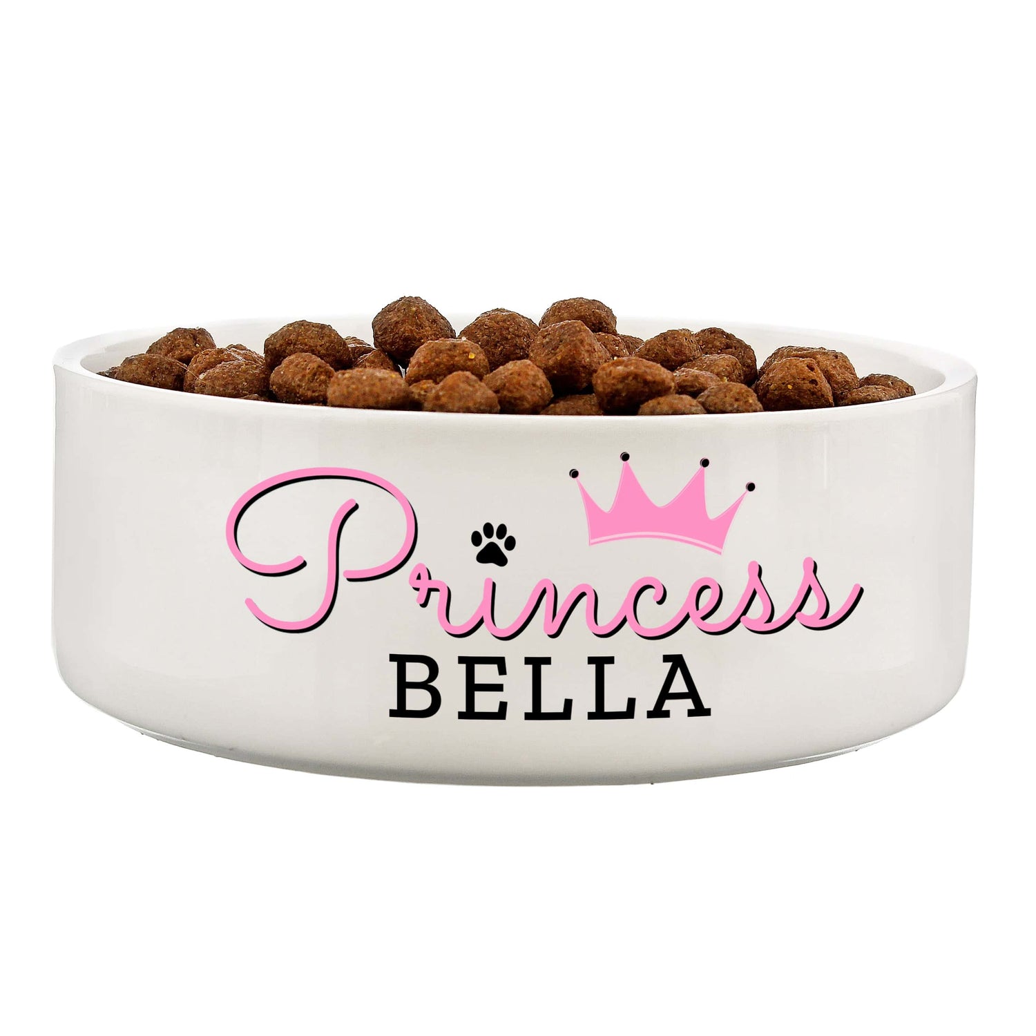 Personalised Princess 14cm Medium Ceramic White Pet Bowl - gift & personalise