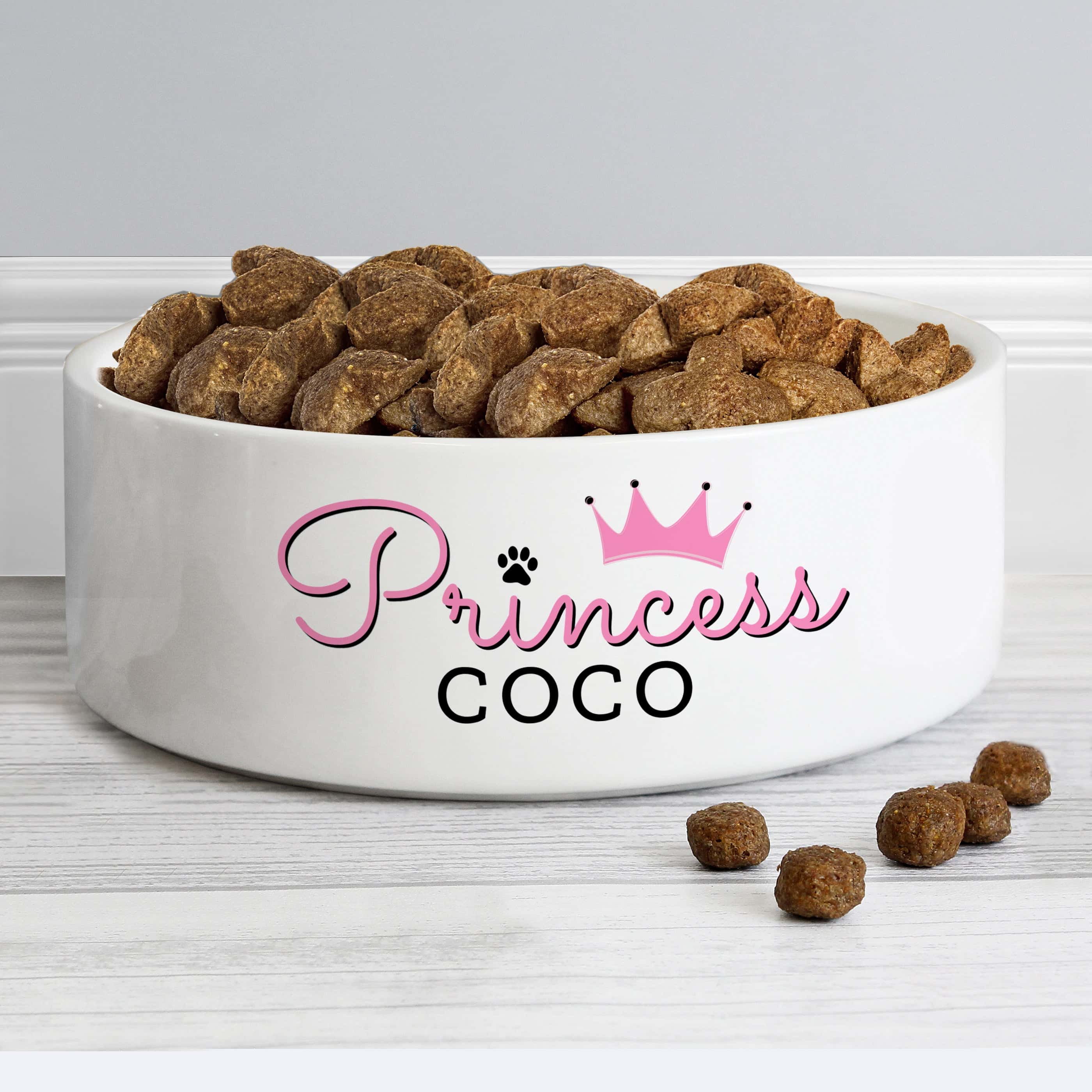 Personalised Princess 14cm Medium Ceramic White Pet Bowl - gift & personalise