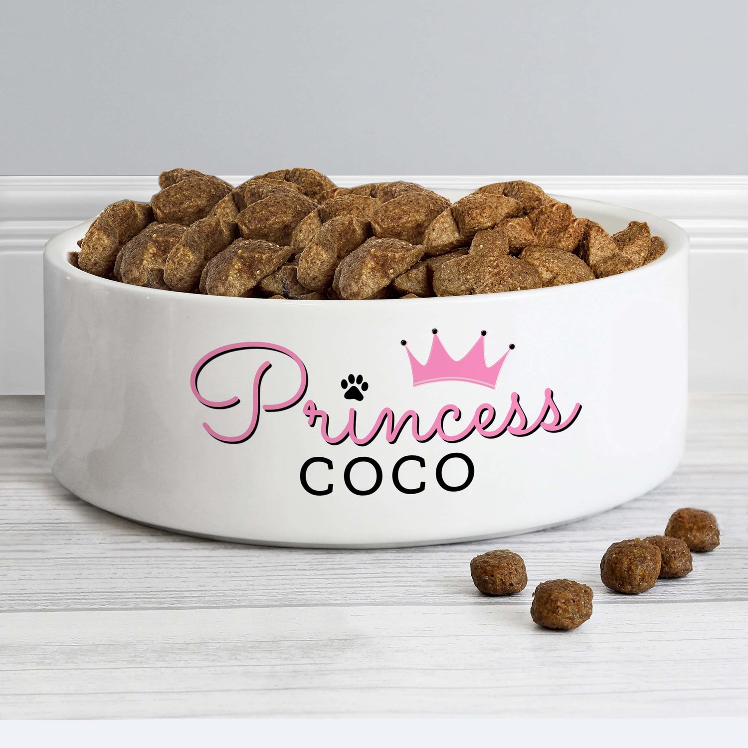 Personalised Princess 14cm Medium Ceramic White Pet Bowl - gift & personalise