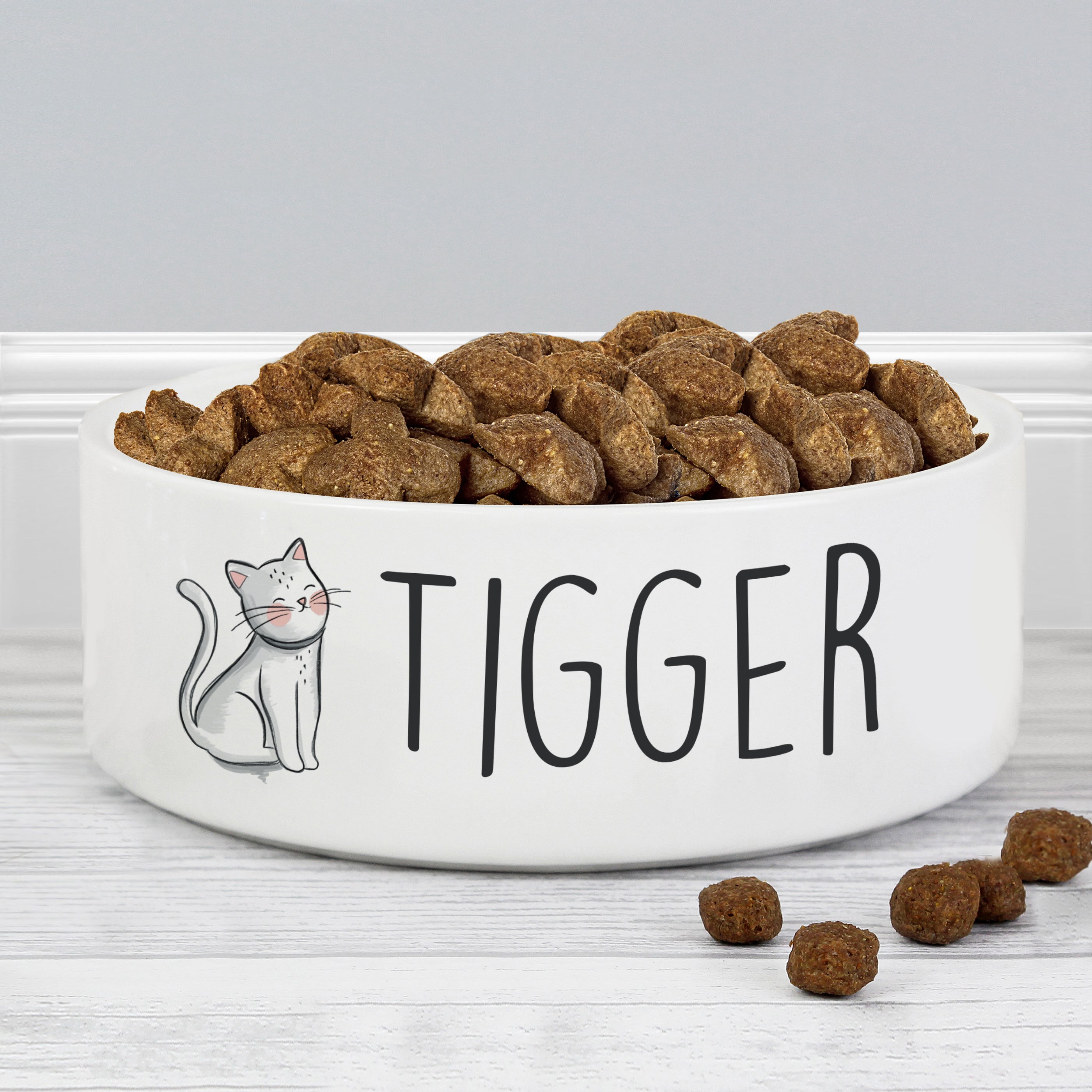 Personalised Scribble Cat 14cm Medium Pet Bowl - gift & personalise