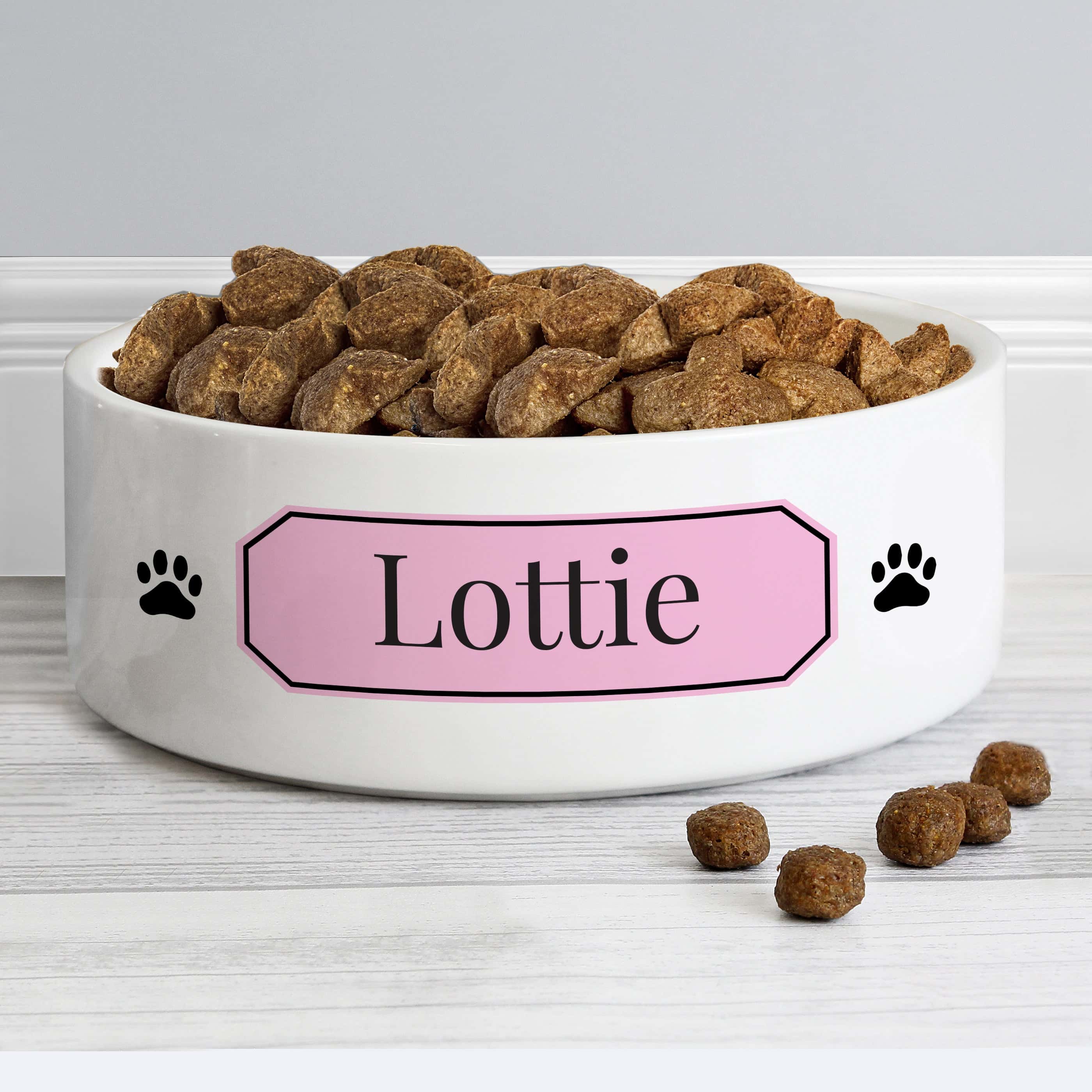 Personalised Pink Plaque 14cm Medium Pet Bowl - gift & personalise
