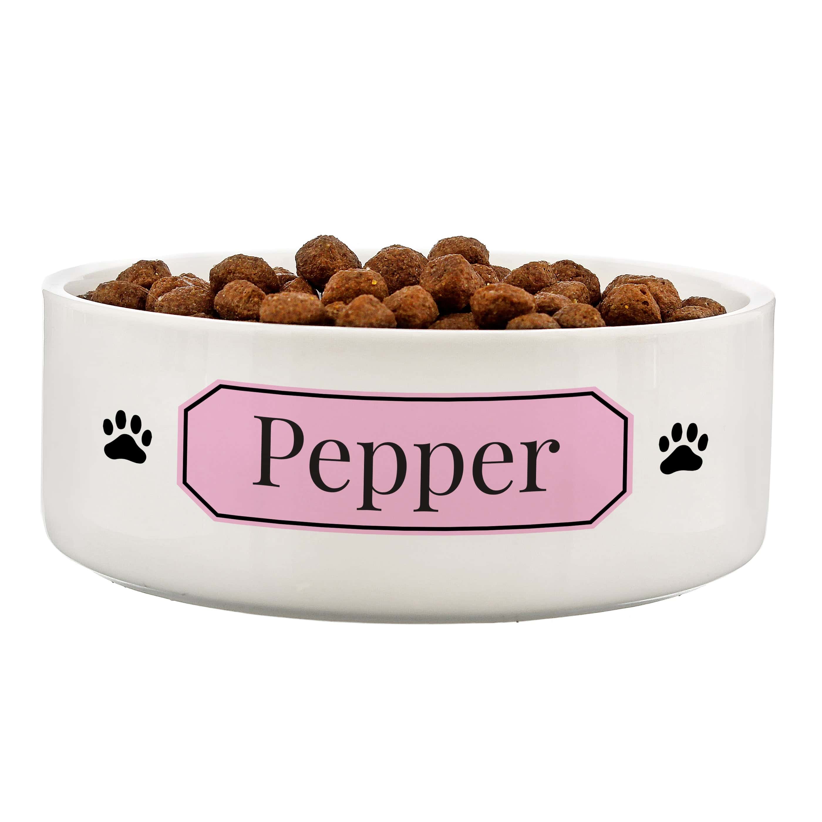 Personalised Pink Plaque 14cm Medium Pet Bowl - gift & personalise
