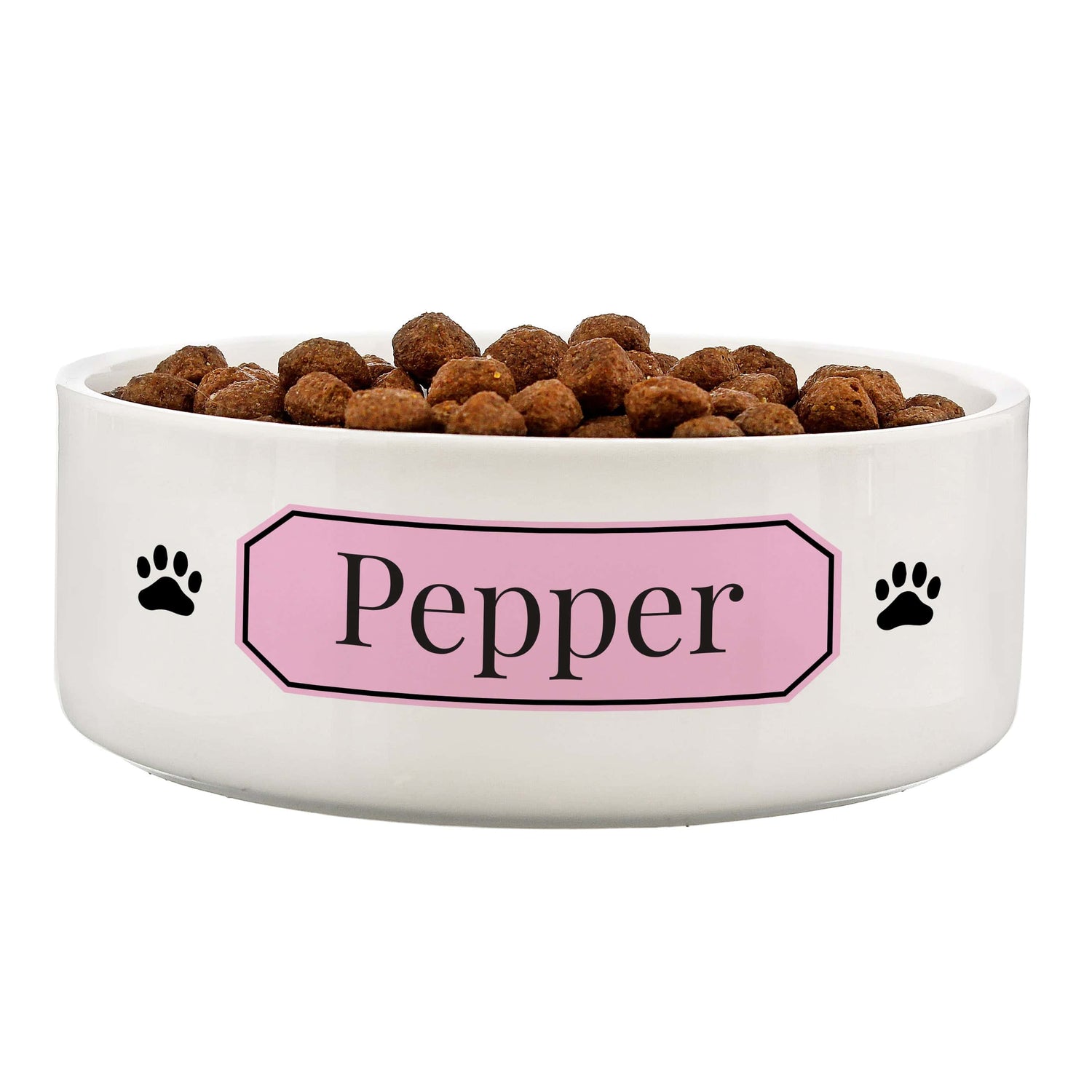 Personalised Pink Plaque 14cm Medium Pet Bowl - gift & personalise