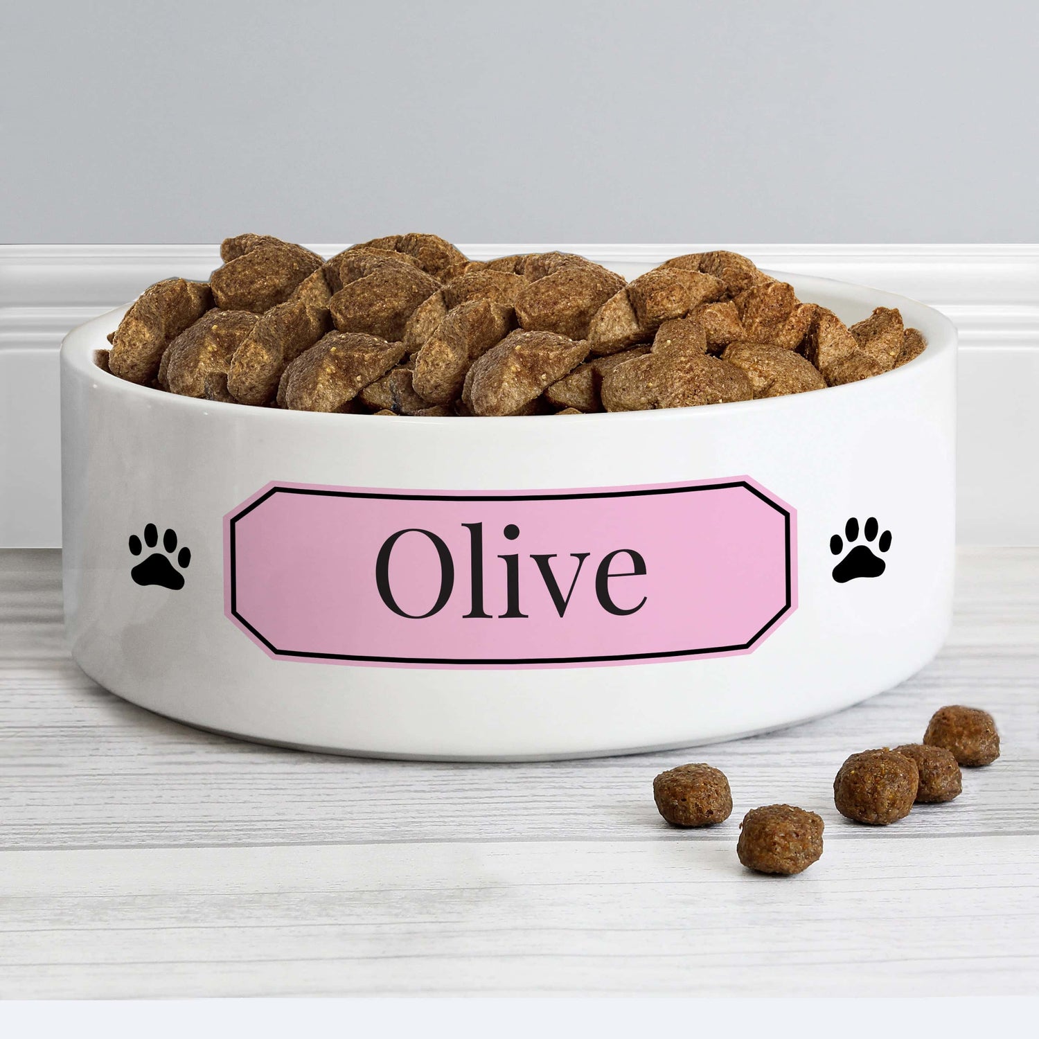 Personalised Pink Plaque 14cm Medium Pet Bowl - gift & personalise