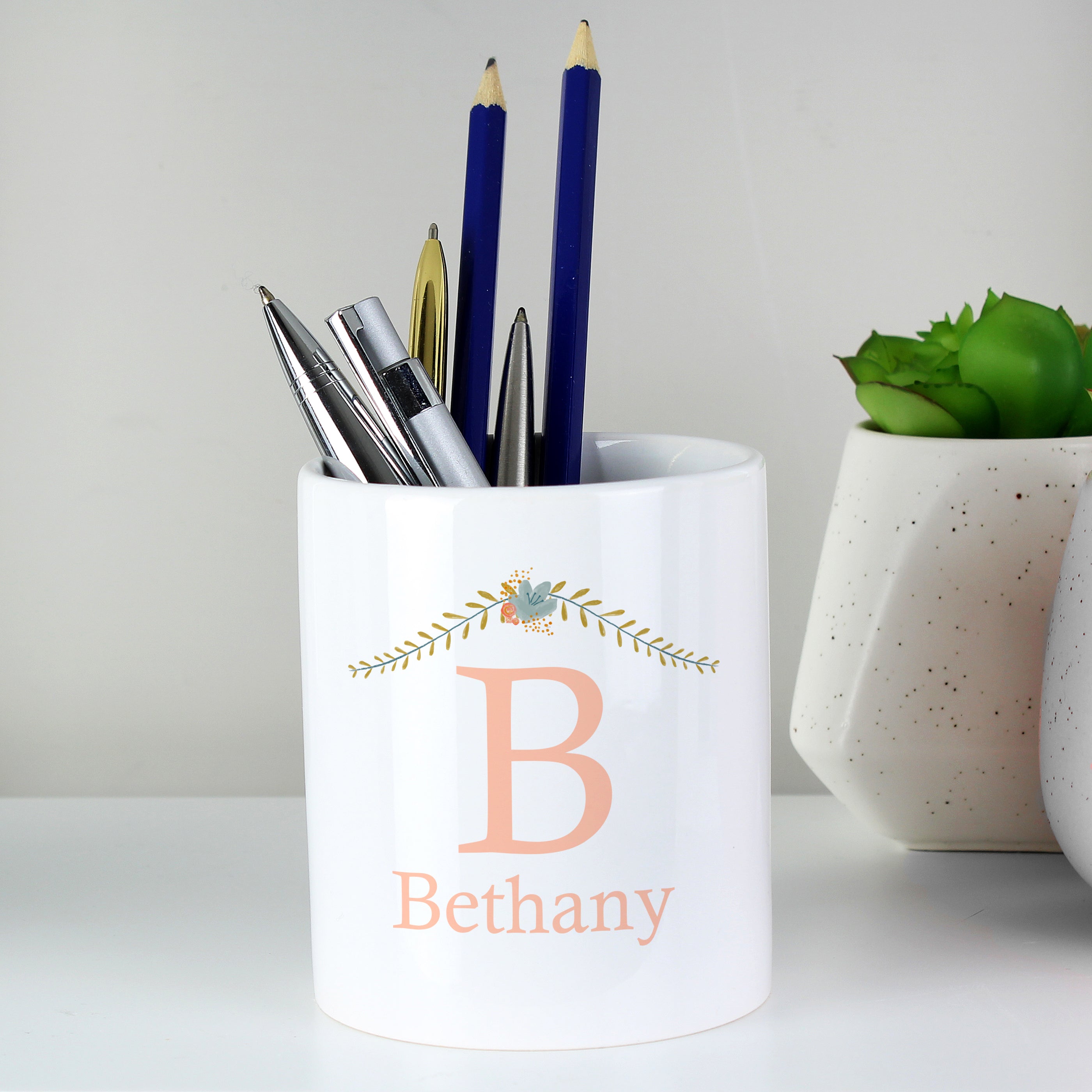 Personalised Floral Bouquet Ceramic Storage Pot - gift & personalise