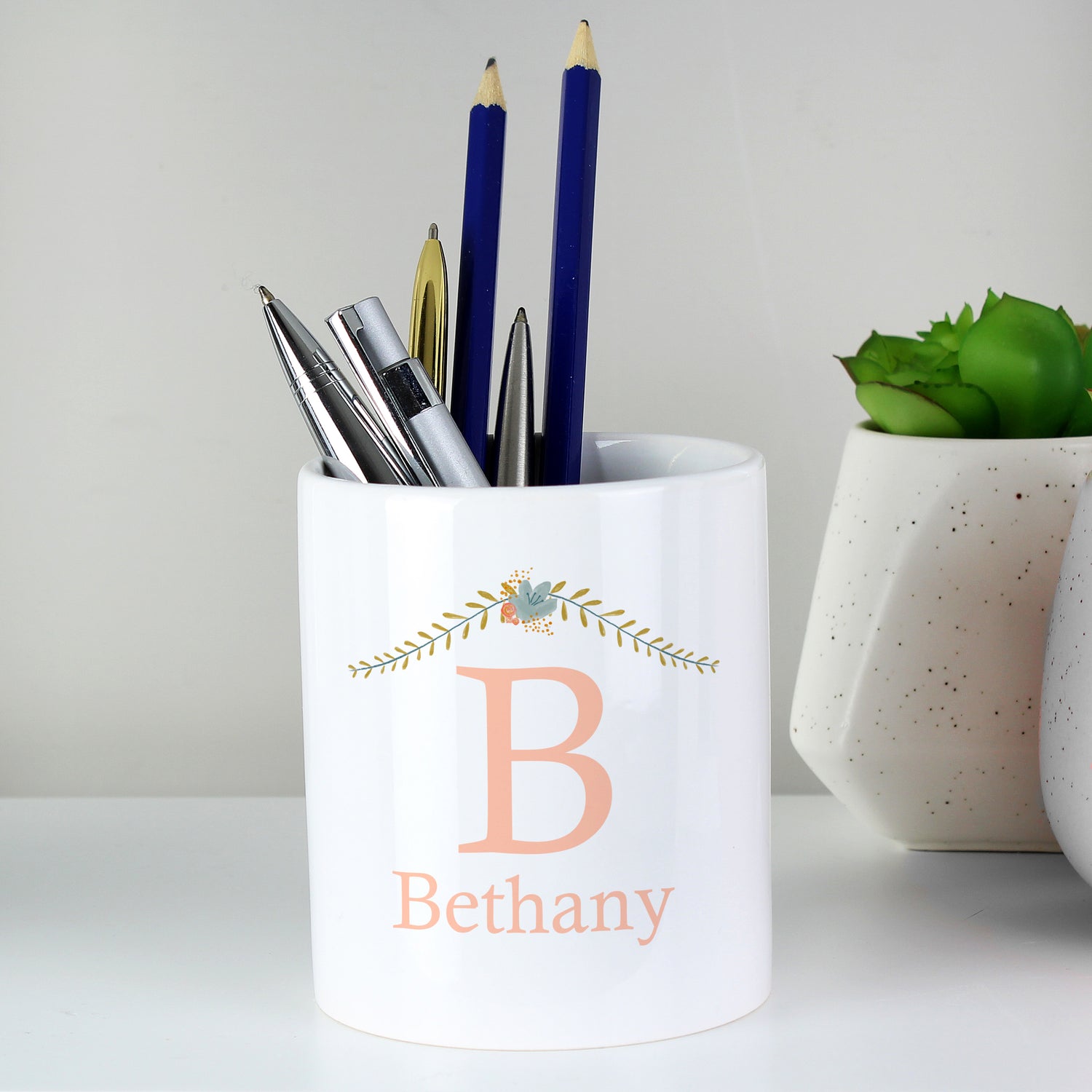 Personalised Floral Bouquet Ceramic Storage Pot - gift & personalise