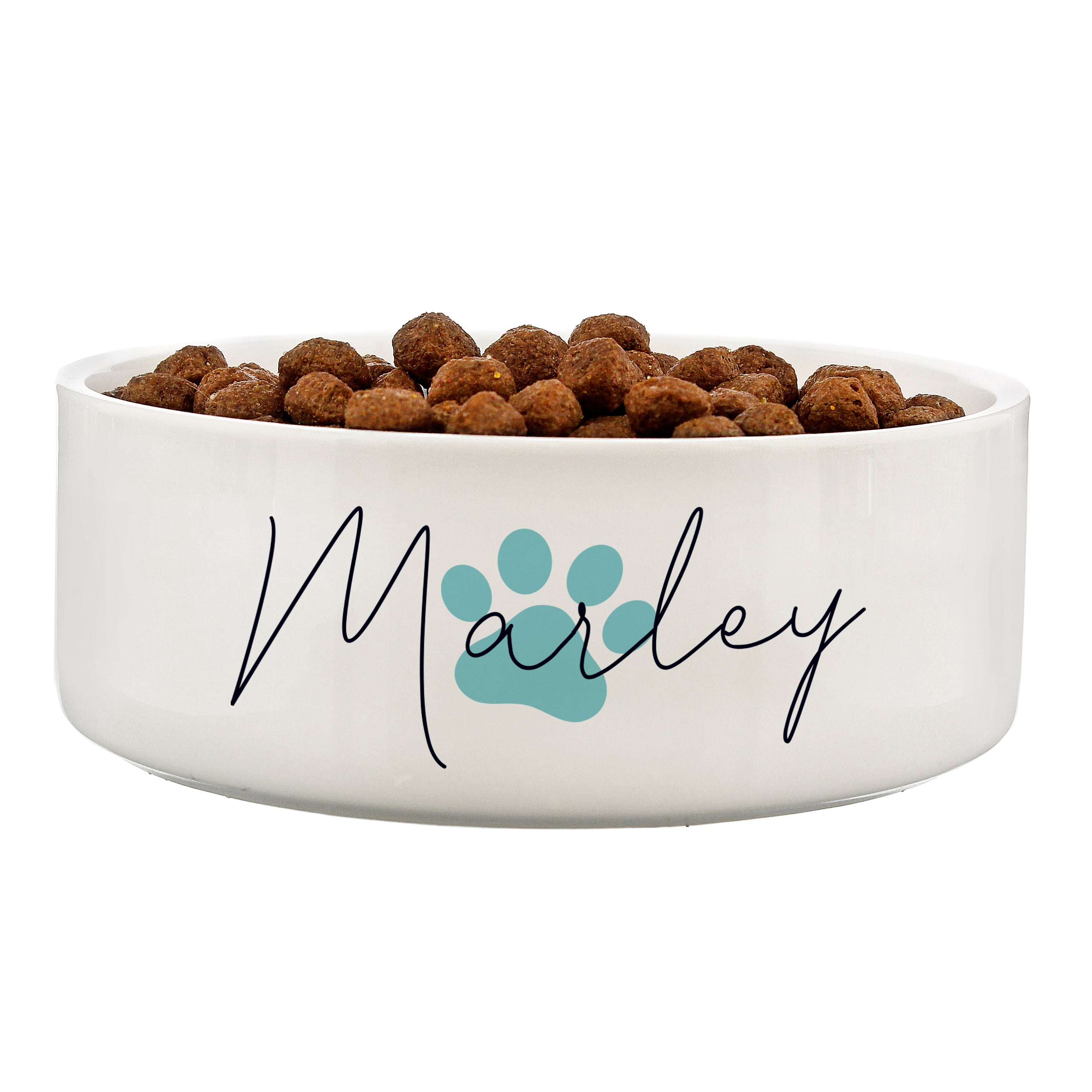 Personalised Blue Paw Print Name 14cm Medium Pet Bowl - gift & personalise