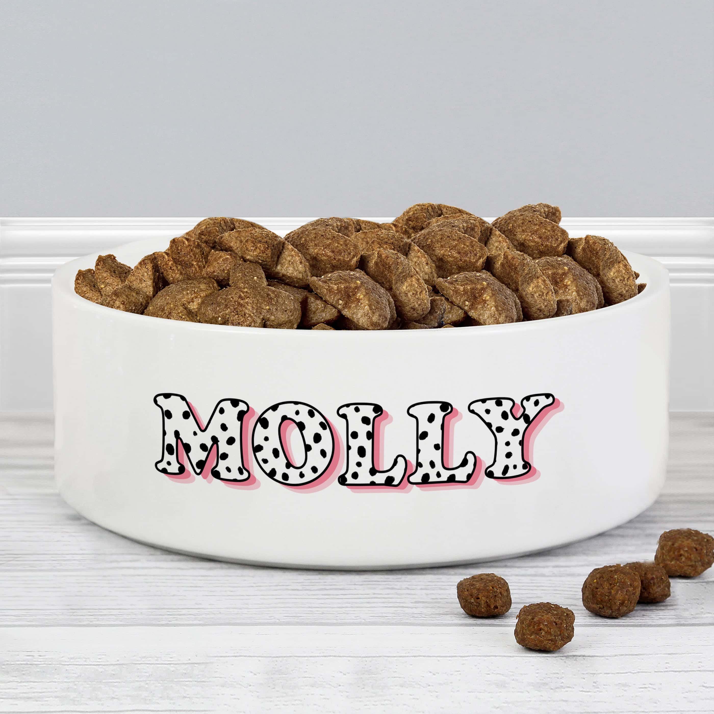 Personalised Pink Spots Name 14cm Medium Pet Bowl - gift & personalise