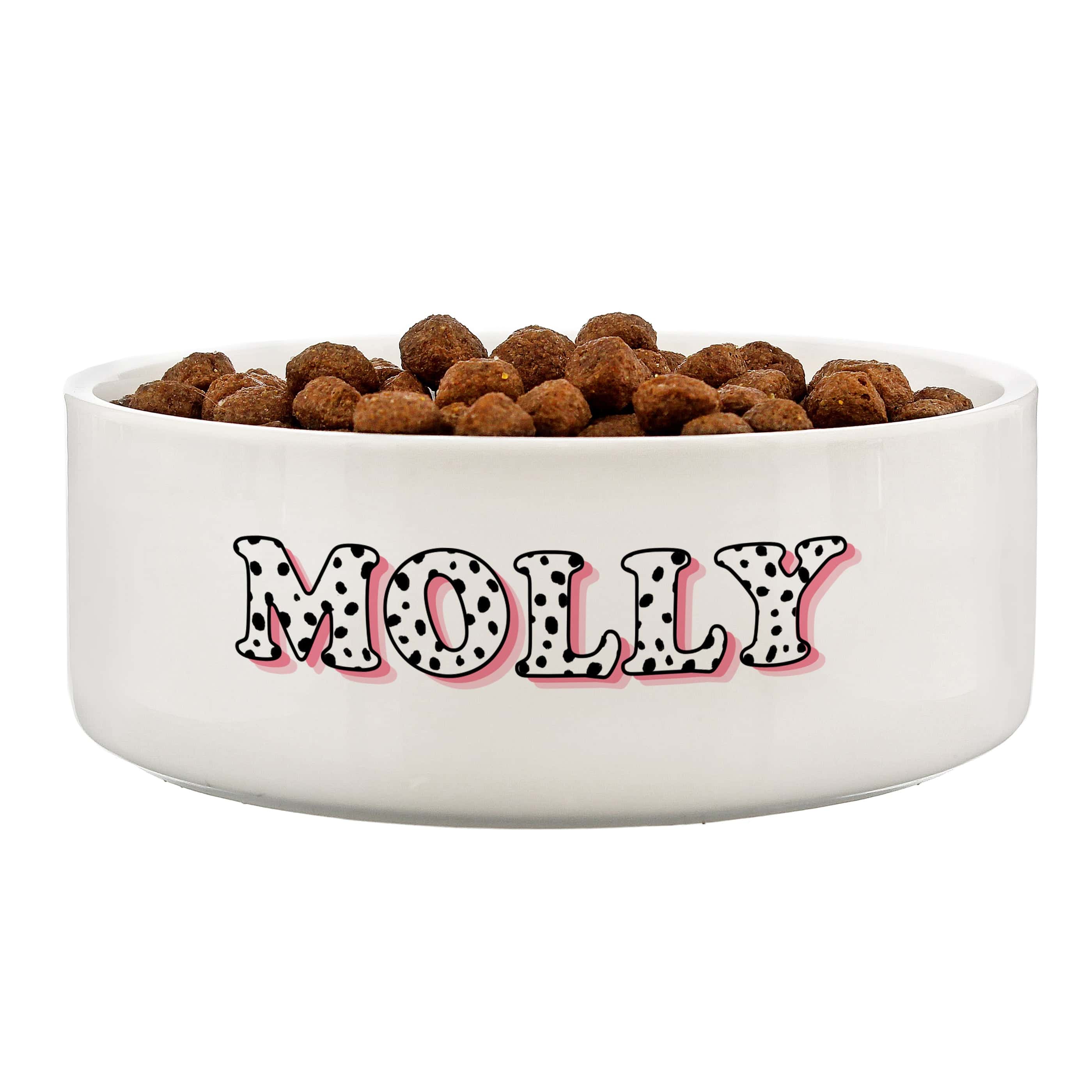 Personalised Pink Spots Name 14cm Medium Pet Bowl - gift & personalise