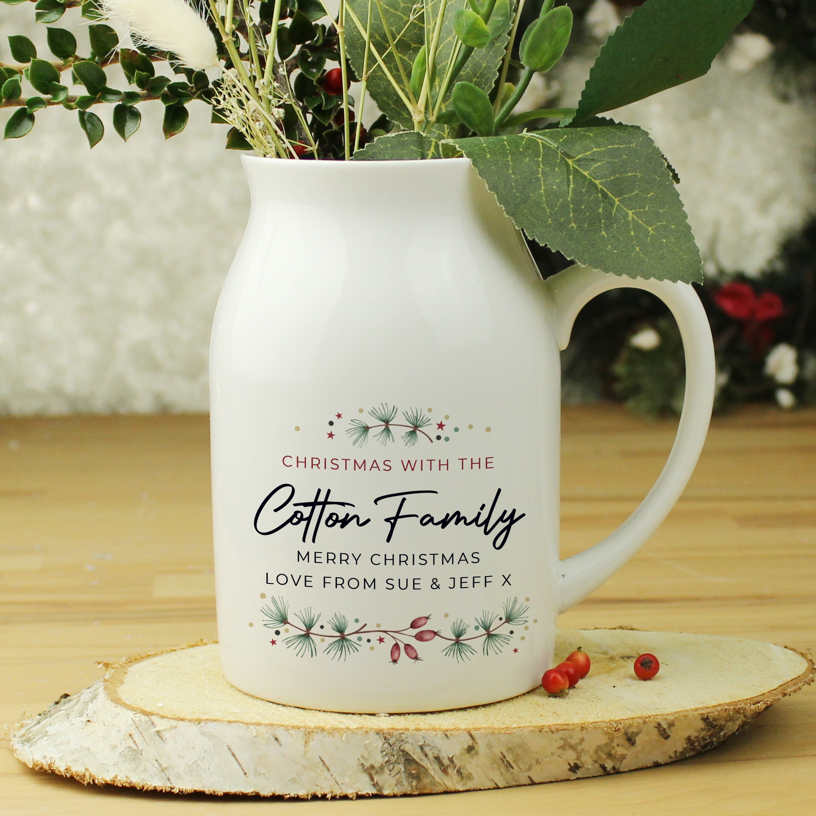 Personalised Christmas Flower Jug - gift & personalise