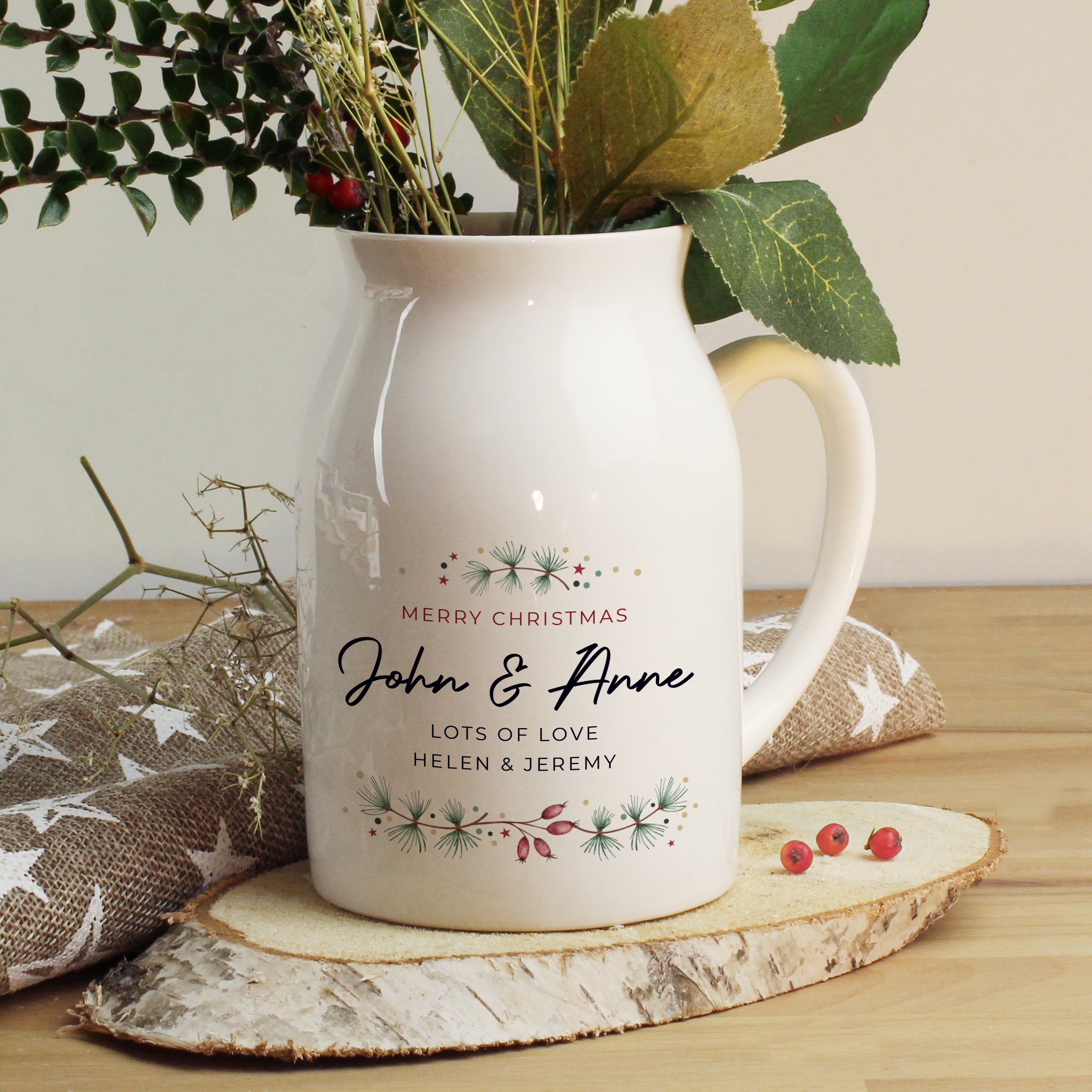 Personalised Christmas Flower Jug - gift & personalise