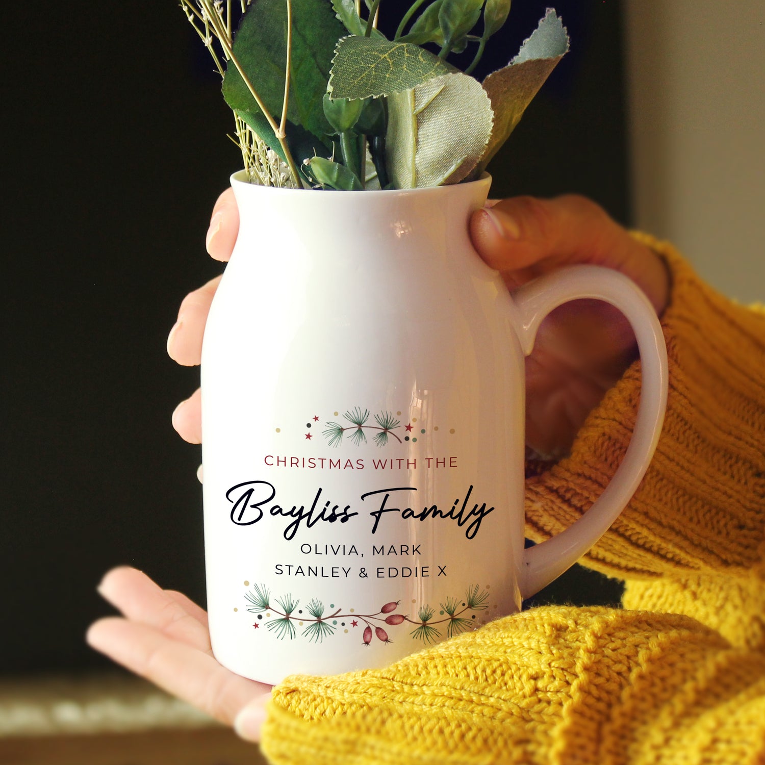 Personalised Christmas Flower Jug - gift & personalise