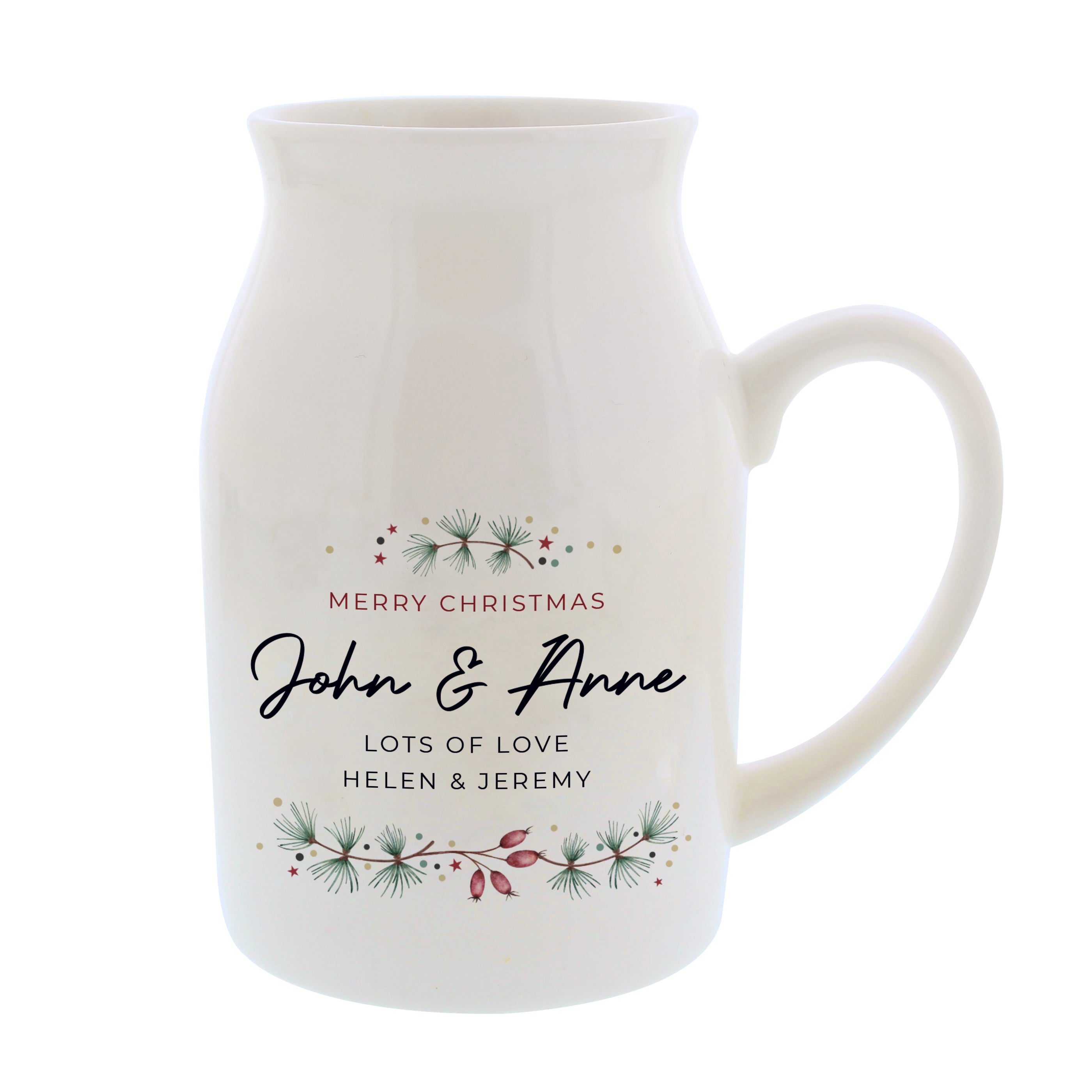 Personalised Christmas Flower Jug - gift & personalise