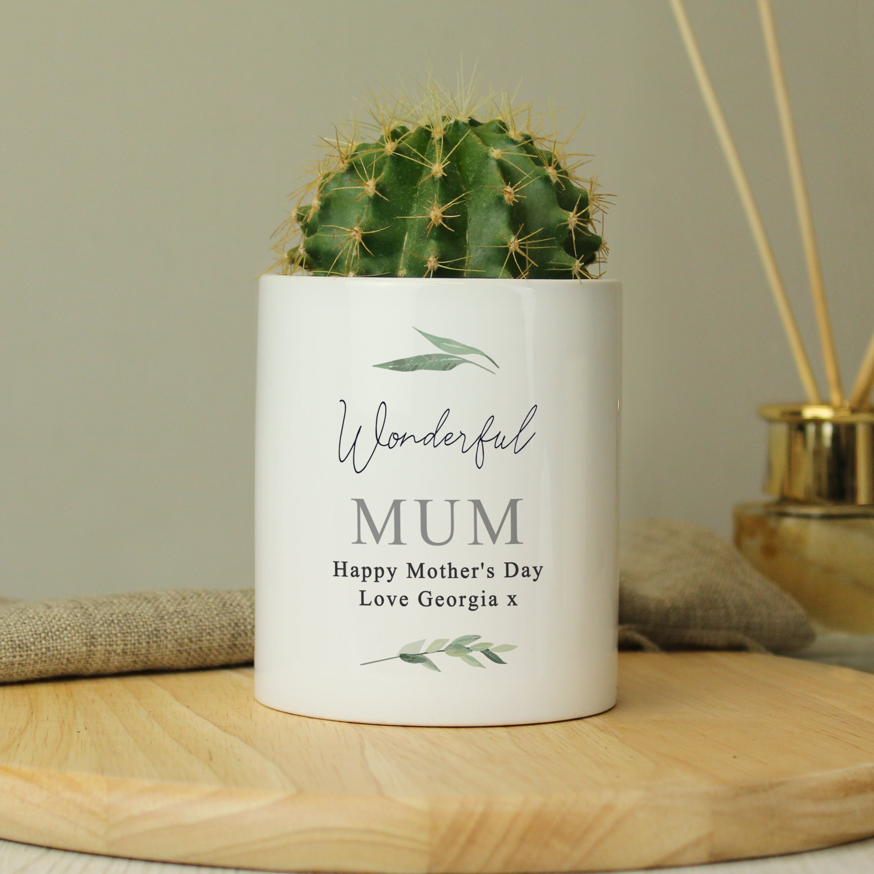 Personalised Free Text Botanical Ceramic Storage Pot - gift & personalise