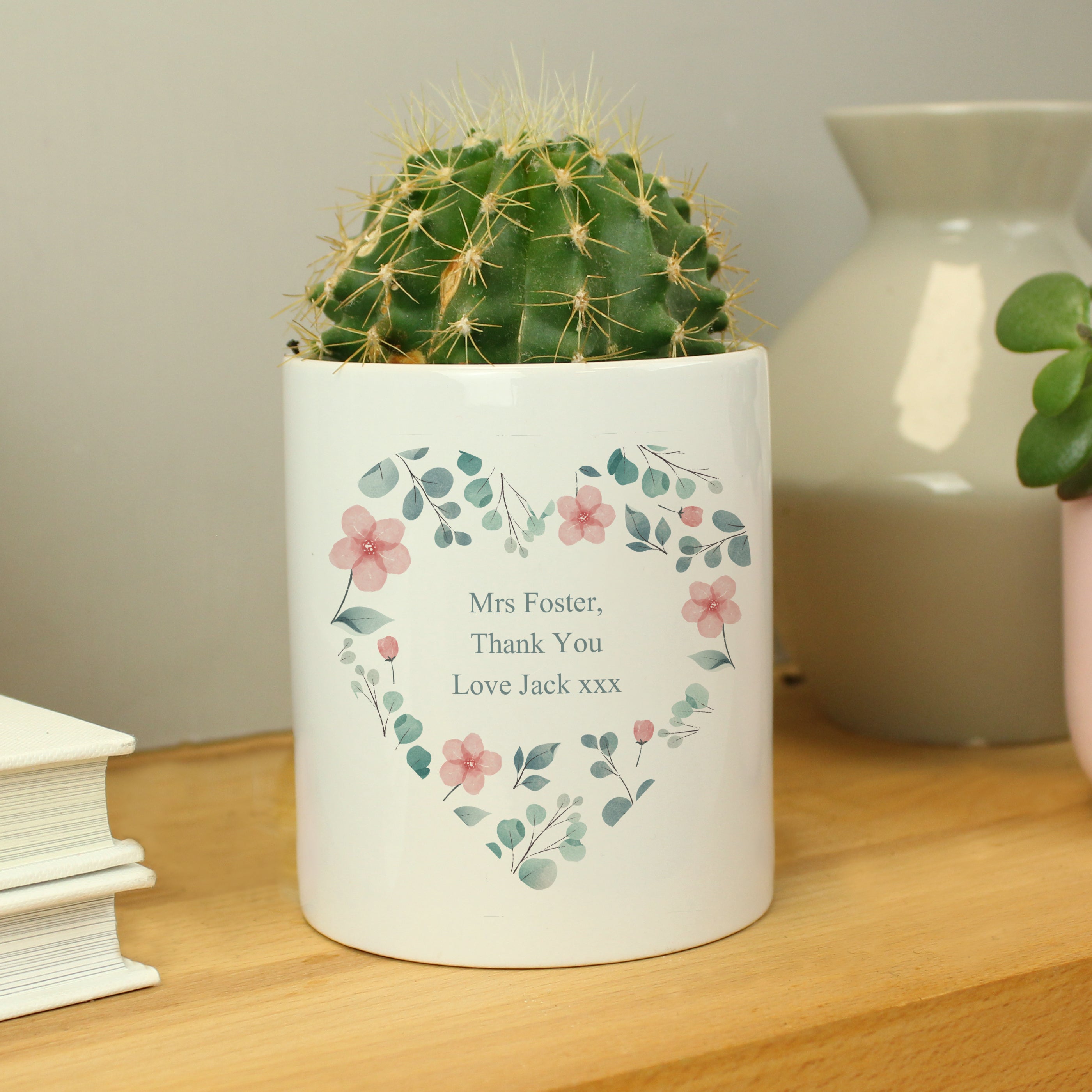 Personalised Floral Heart Ceramic Storage Pot - gift & personalise