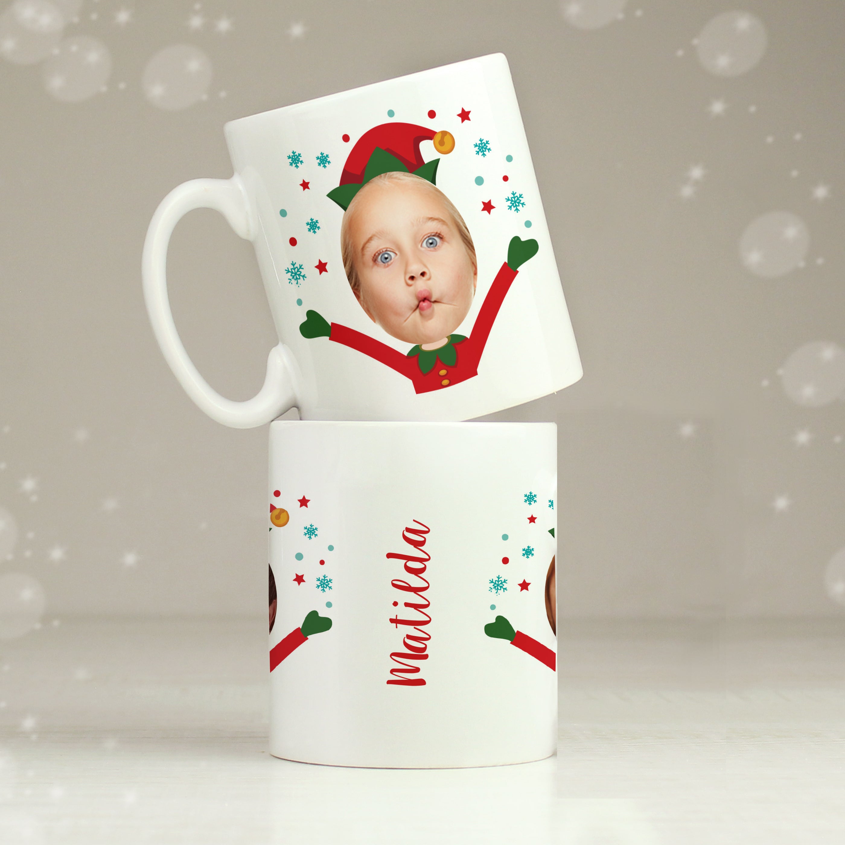 Personalised Photo Upload Christmas Elf Mug - gift & personalise