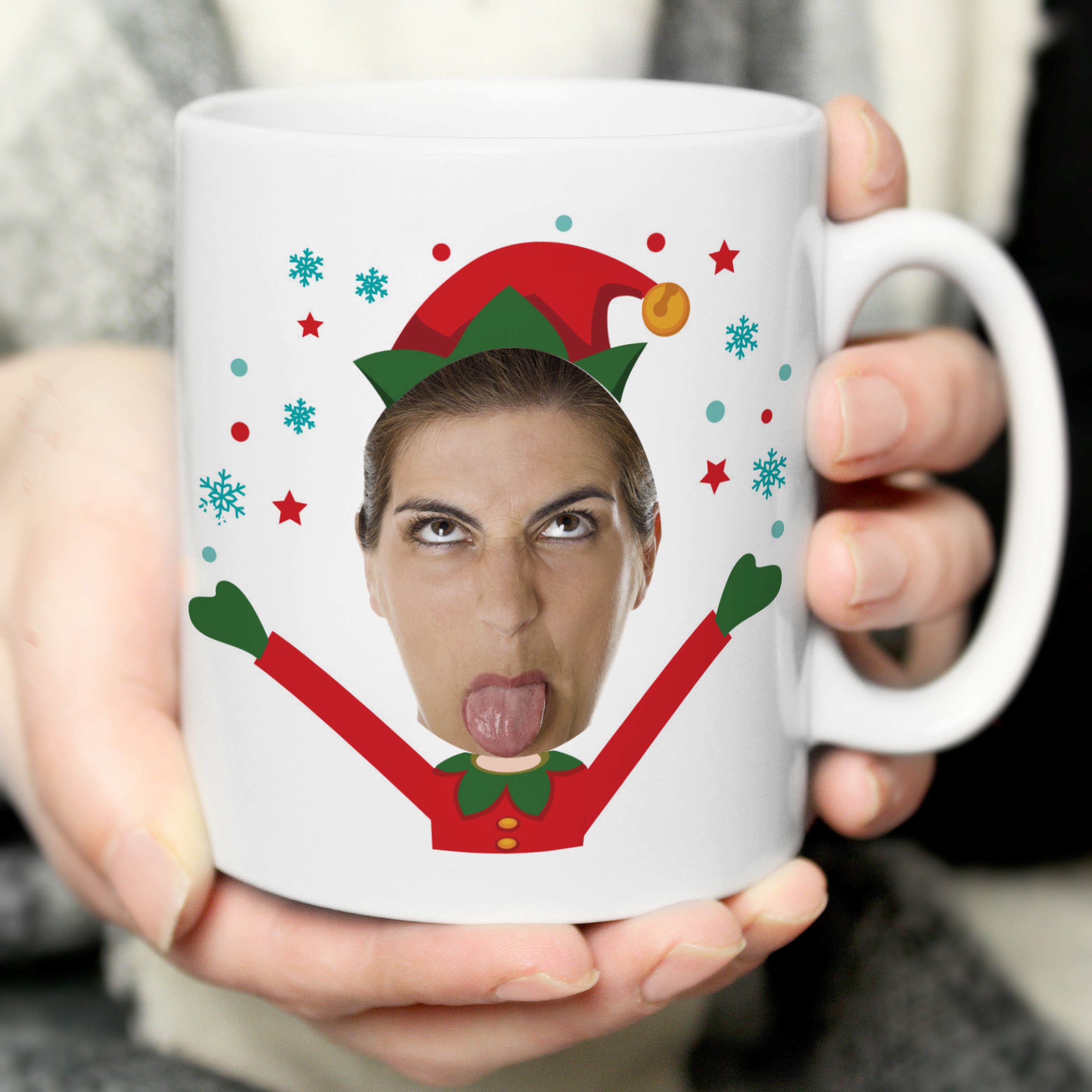 Personalised Photo Upload Christmas Elf Mug - gift & personalise