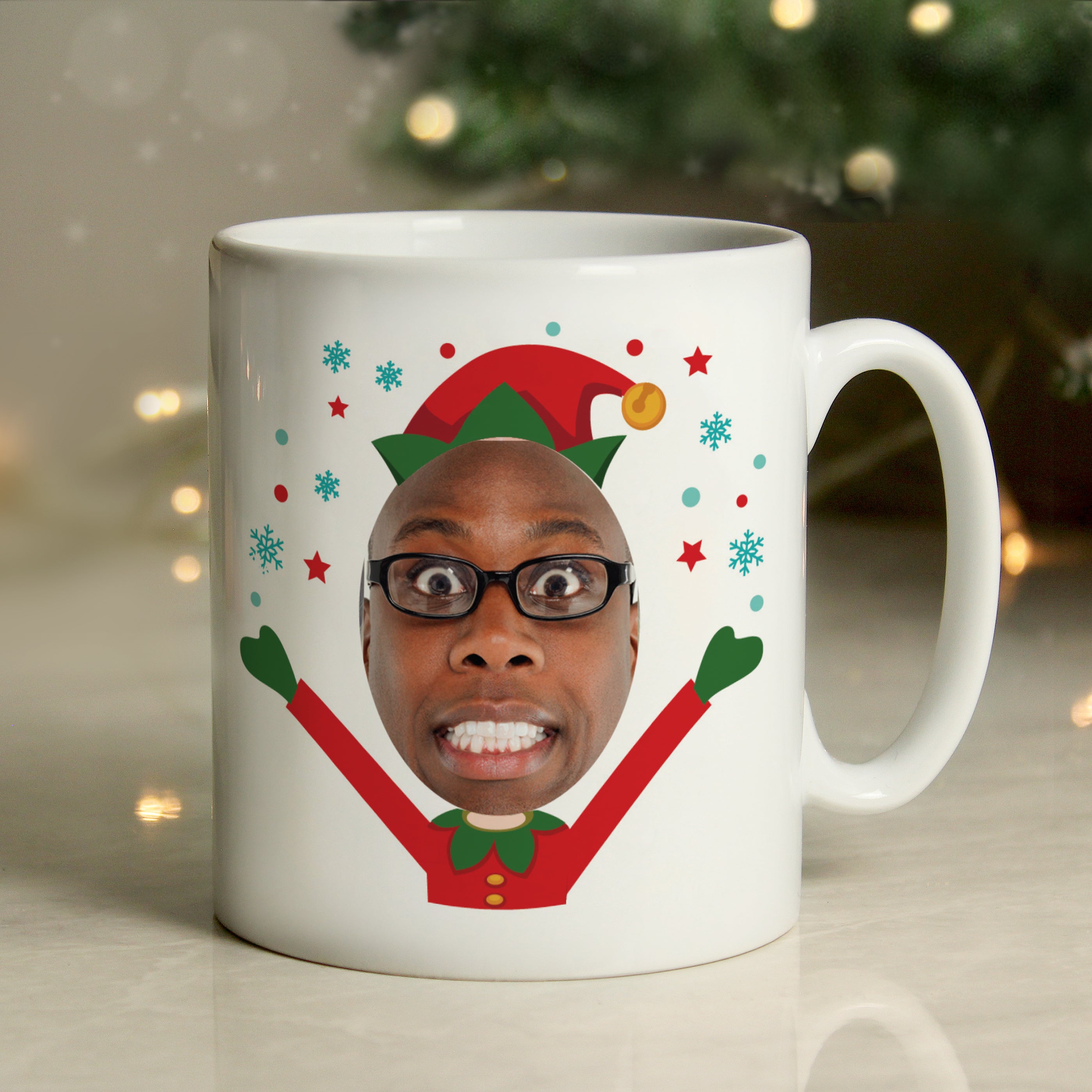 Personalised Photo Upload Christmas Elf Mug - gift & personalise