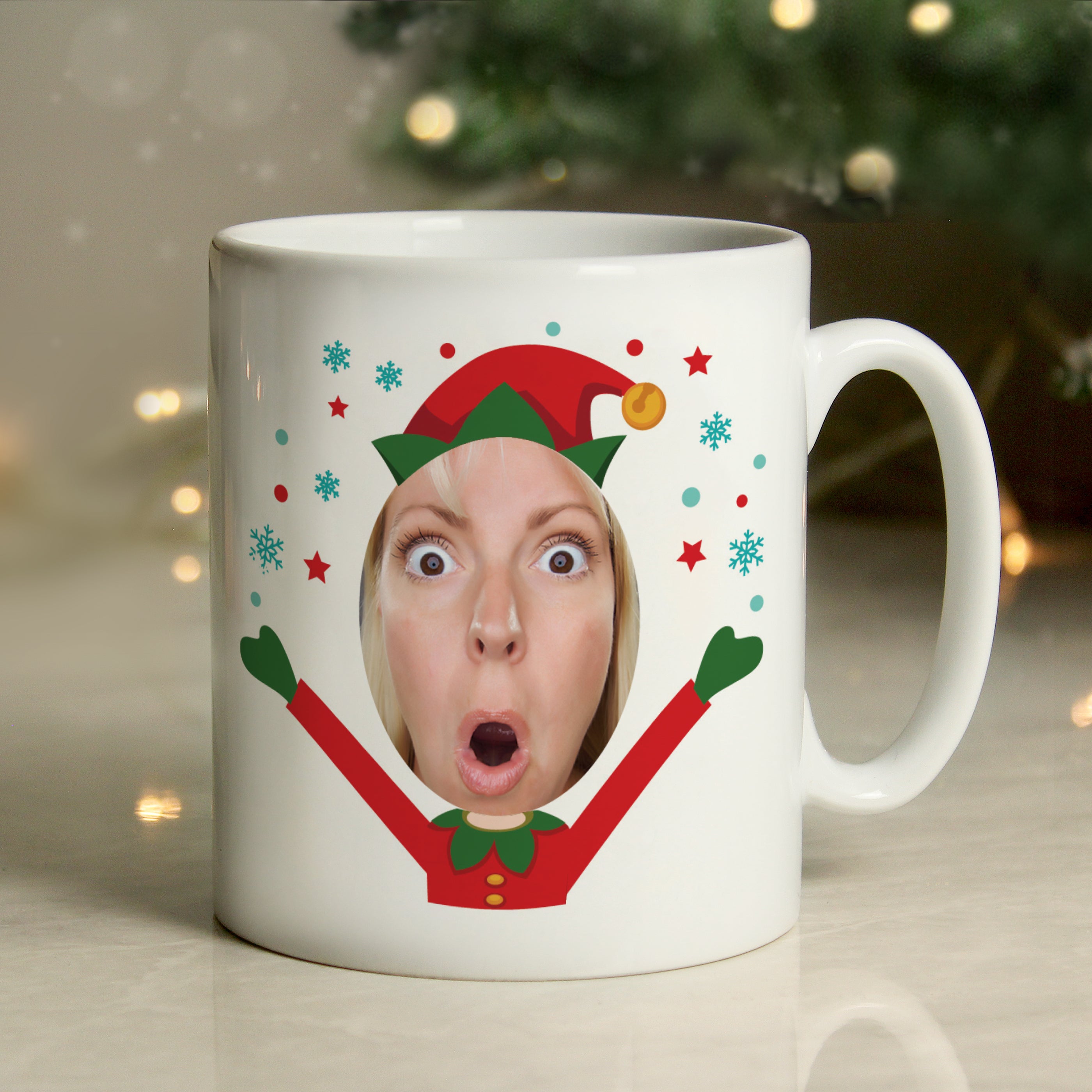 Personalised Photo Upload Christmas Elf Mug - gift & personalise