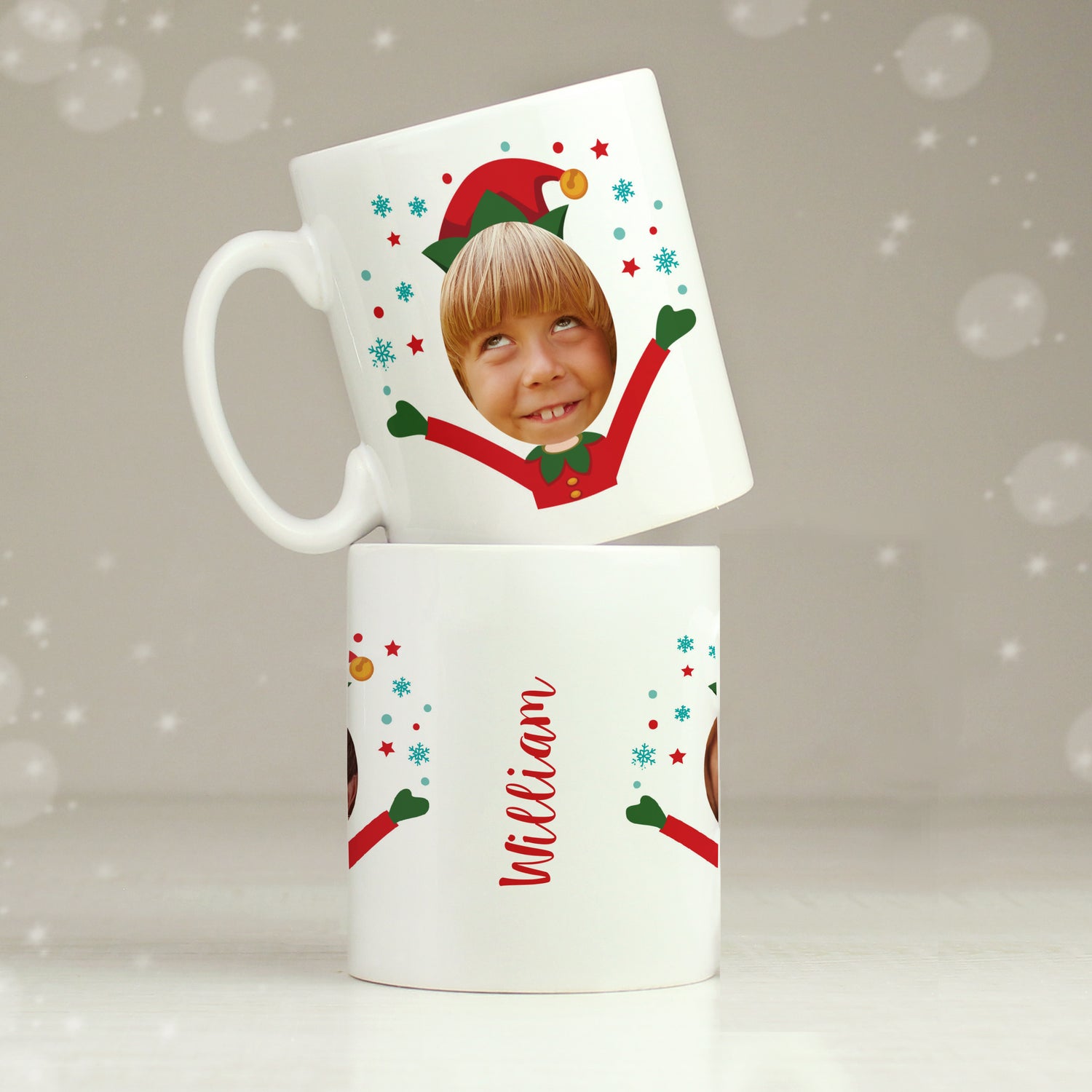 Personalised Photo Upload Christmas Elf Mug - gift & personalise