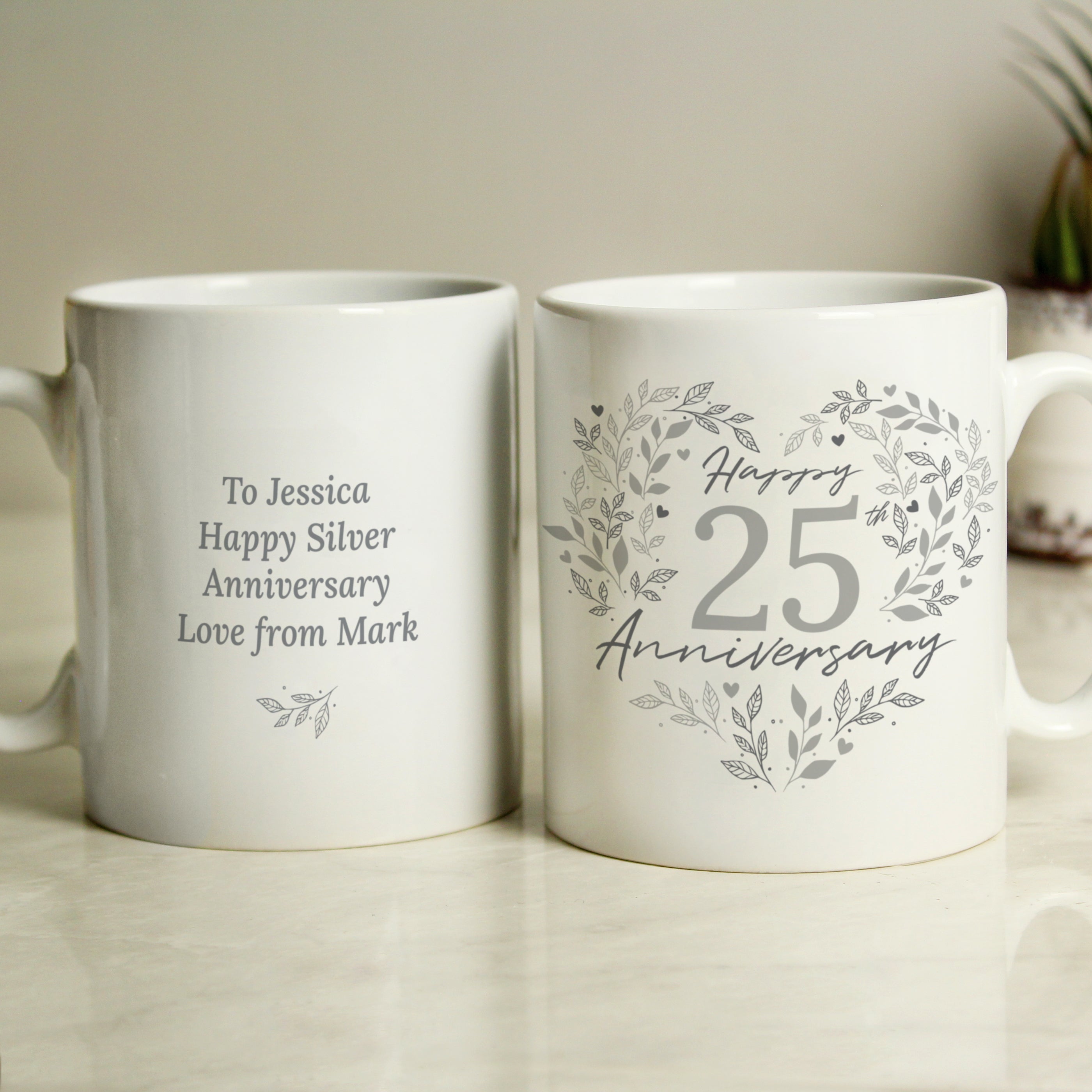 Personalised 25th Silver Wedding Anniversary Mug - gift & personalise