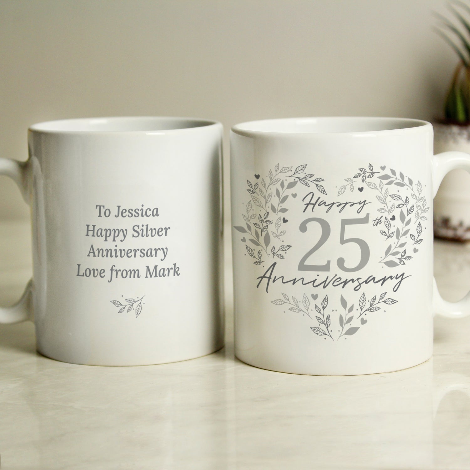Personalised 25th Silver Wedding Anniversary Mug - gift & personalise