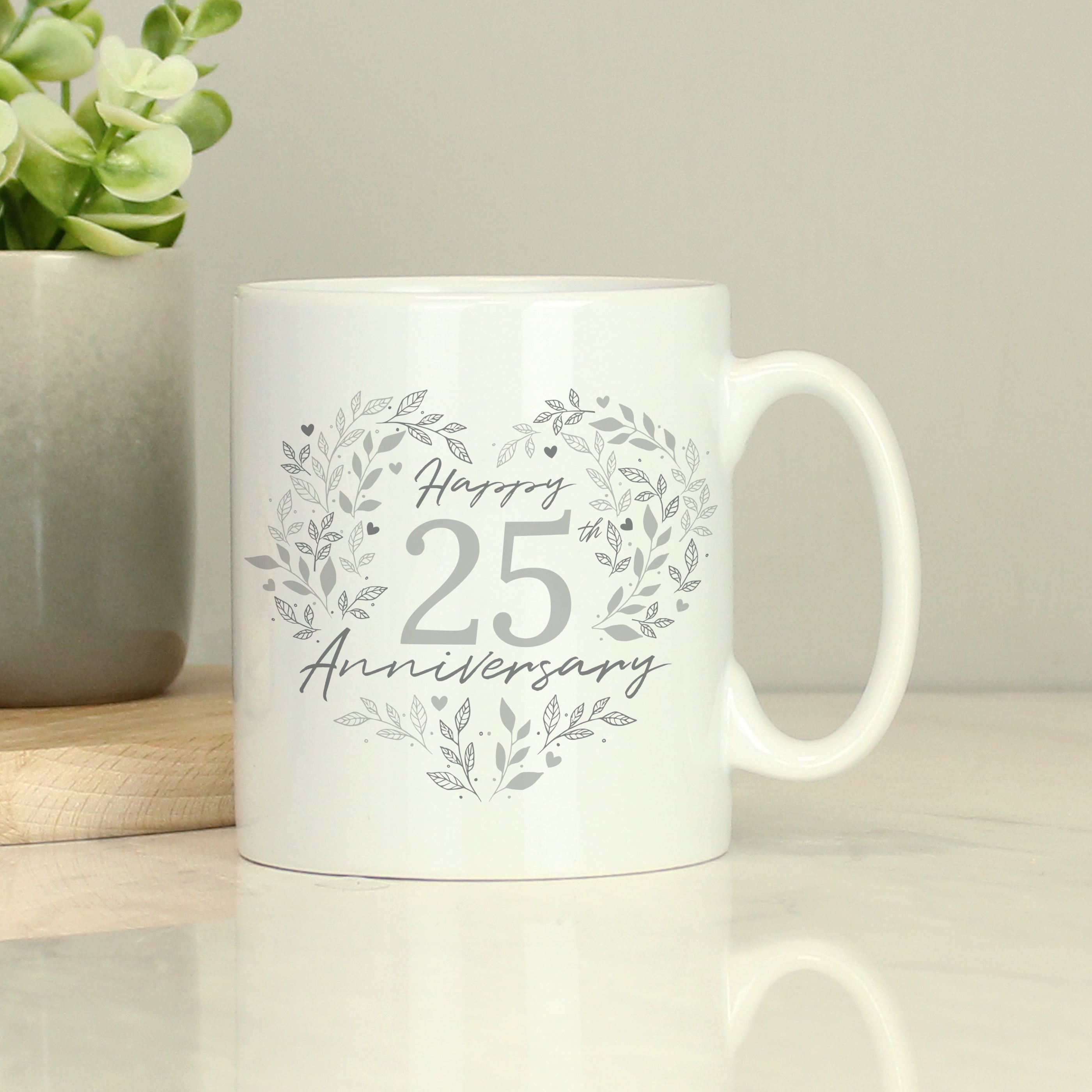 Personalised 25th Silver Wedding Anniversary Mug - gift & personalise
