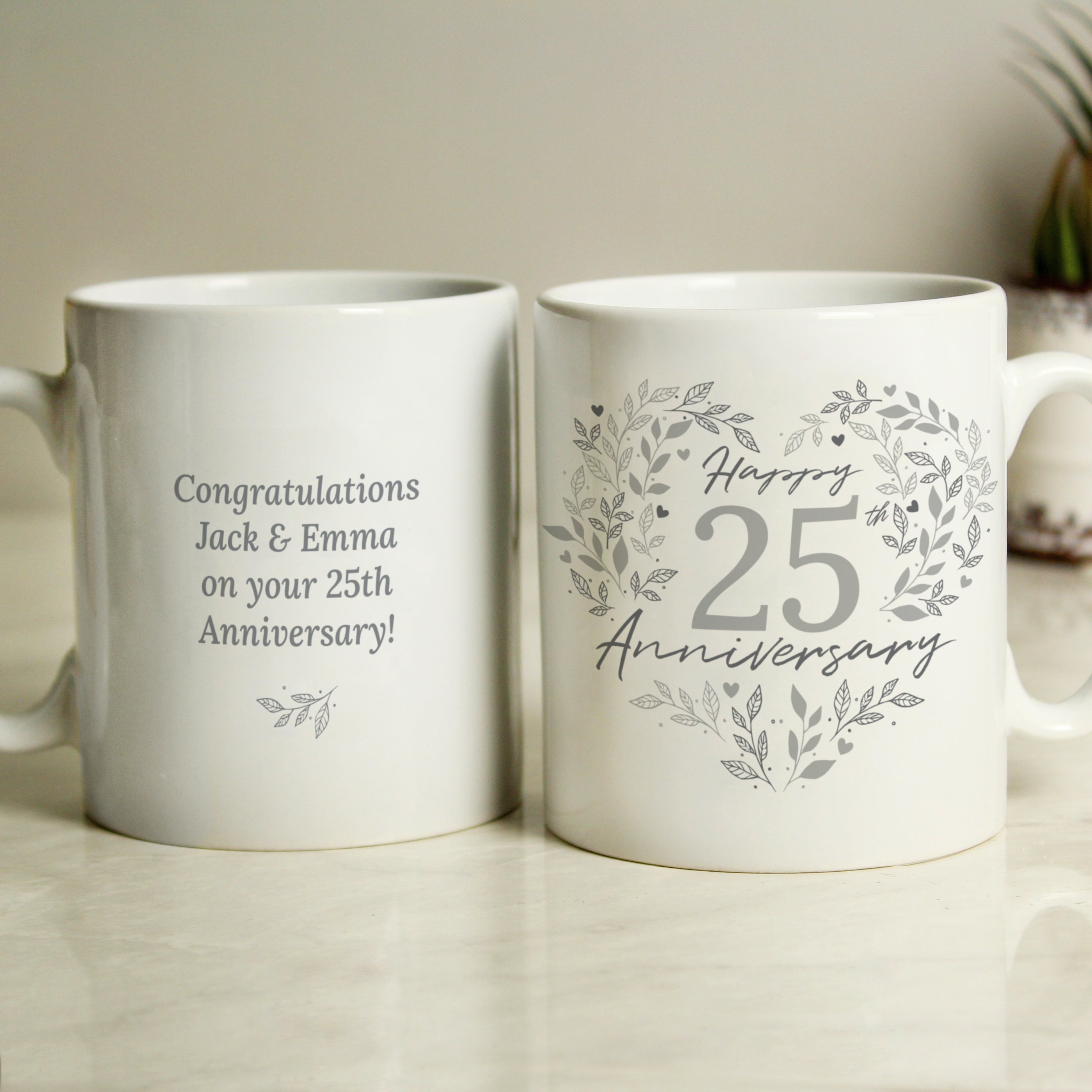 Personalised 25th Silver Wedding Anniversary Mug - gift & personalise
