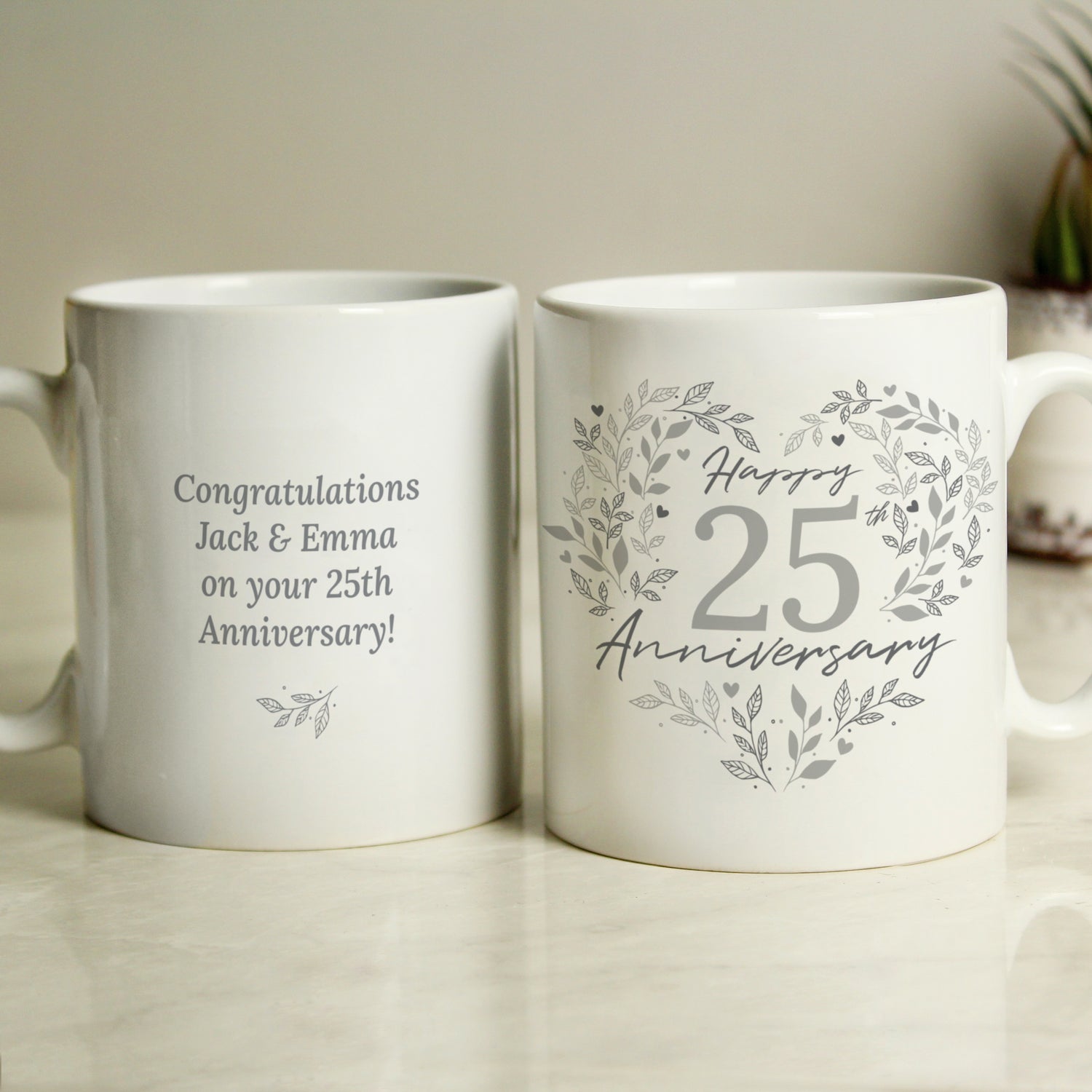 Personalised 25th Silver Wedding Anniversary Mug - gift & personalise