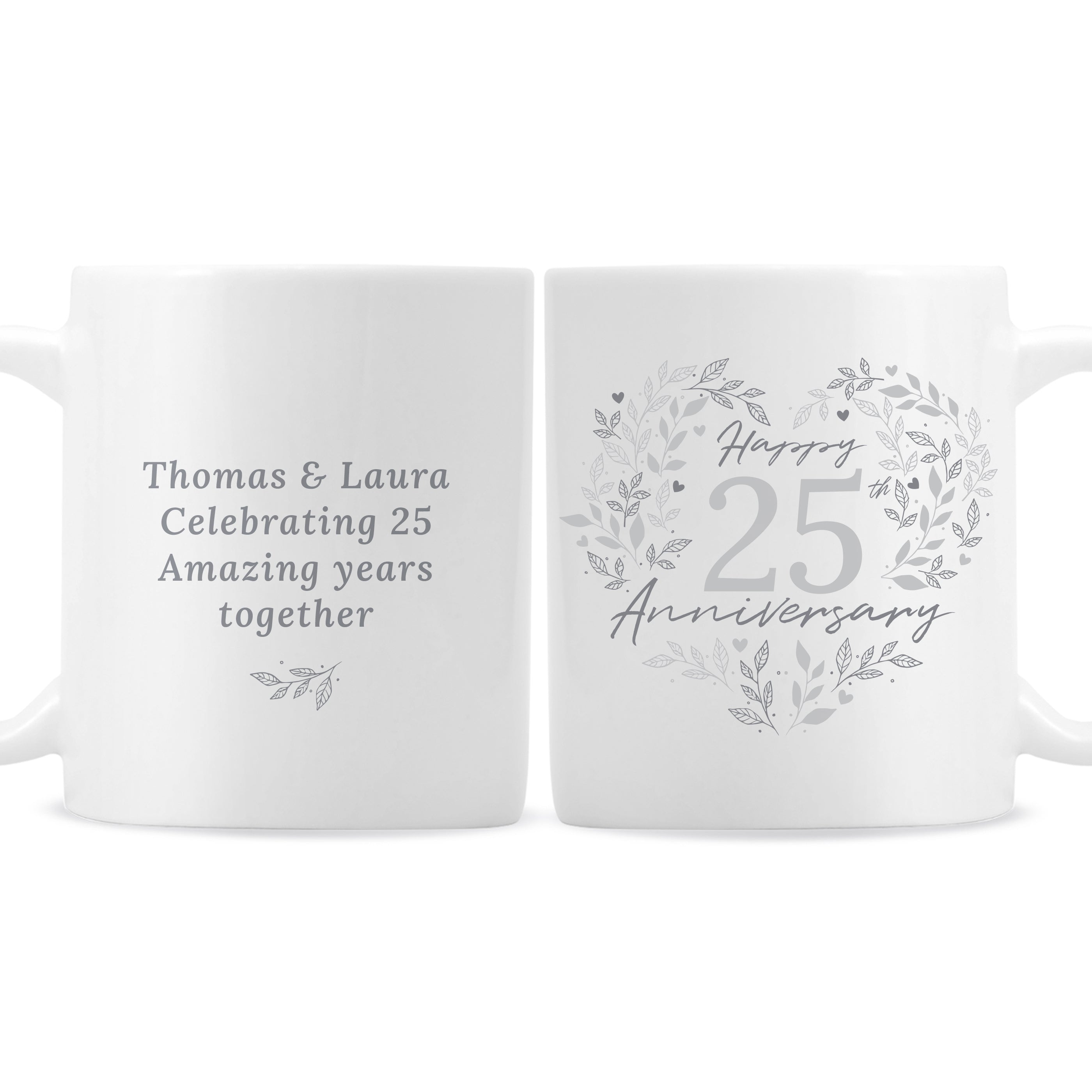 Personalised 25th Silver Wedding Anniversary Mug - gift & personalise
