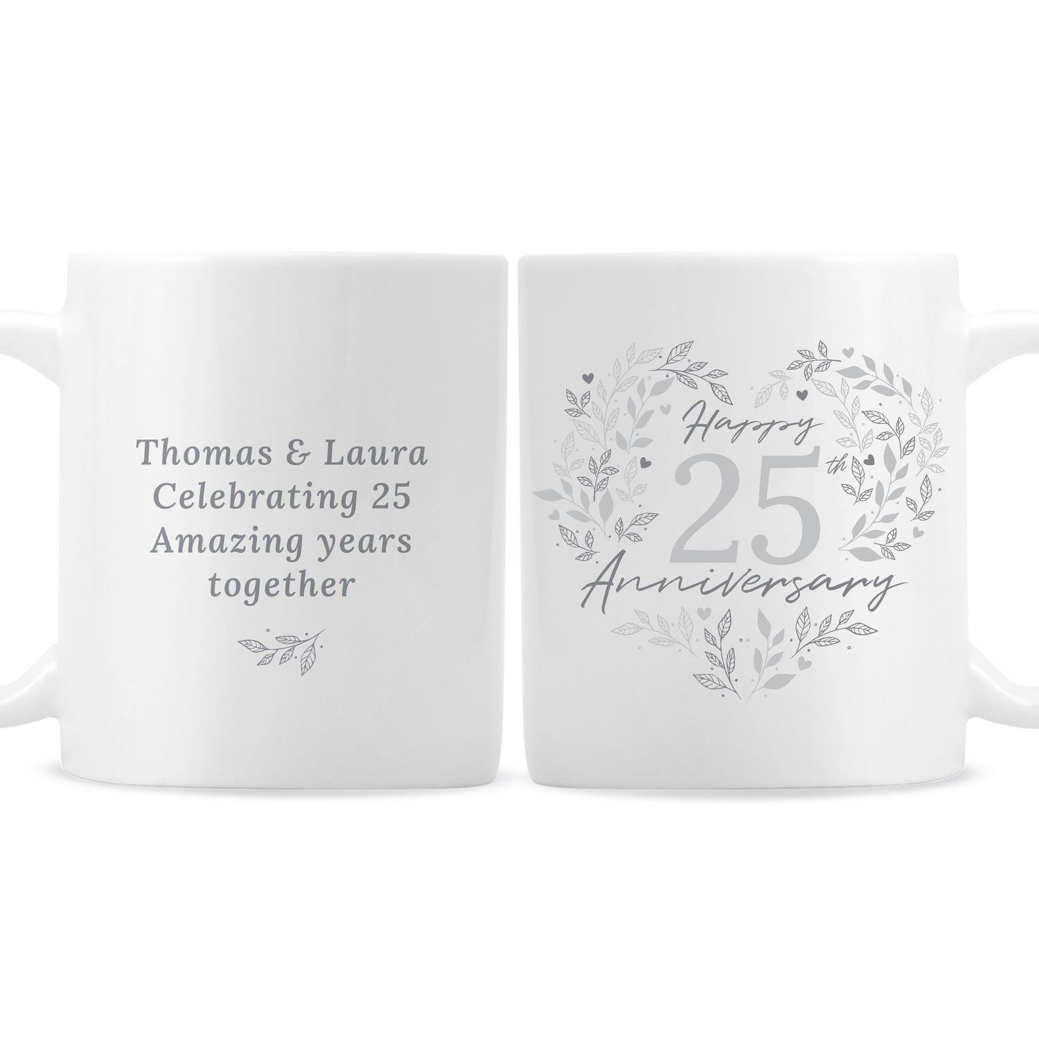 Personalised 25th Silver Wedding Anniversary Mug - gift & personalise