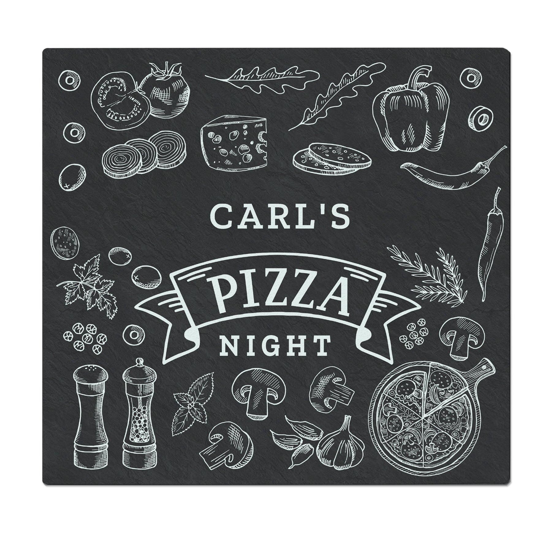 Personalised Pizza Glass Chopping Board/Worktop Saver - gift & personalise