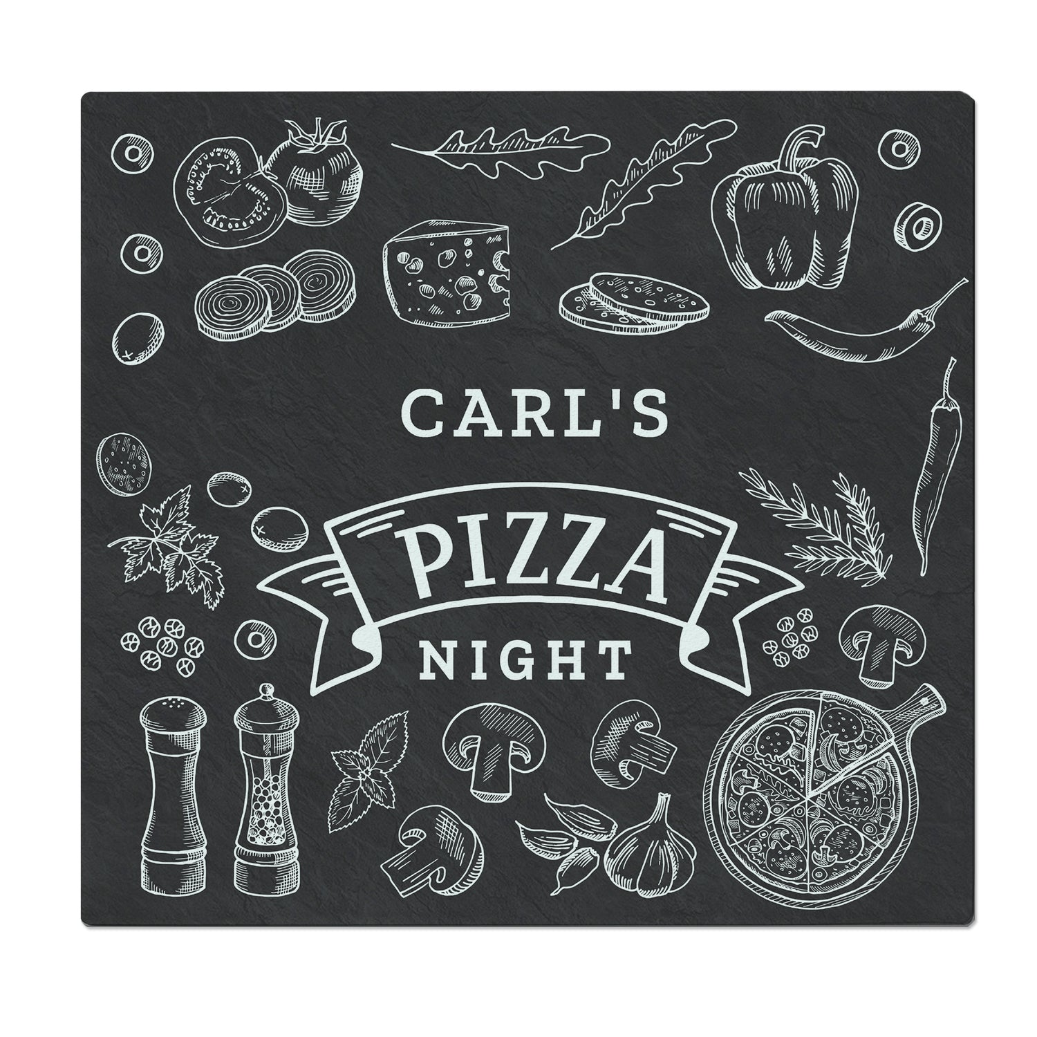 Personalised Pizza Glass Chopping Board/Worktop Saver - gift & personalise