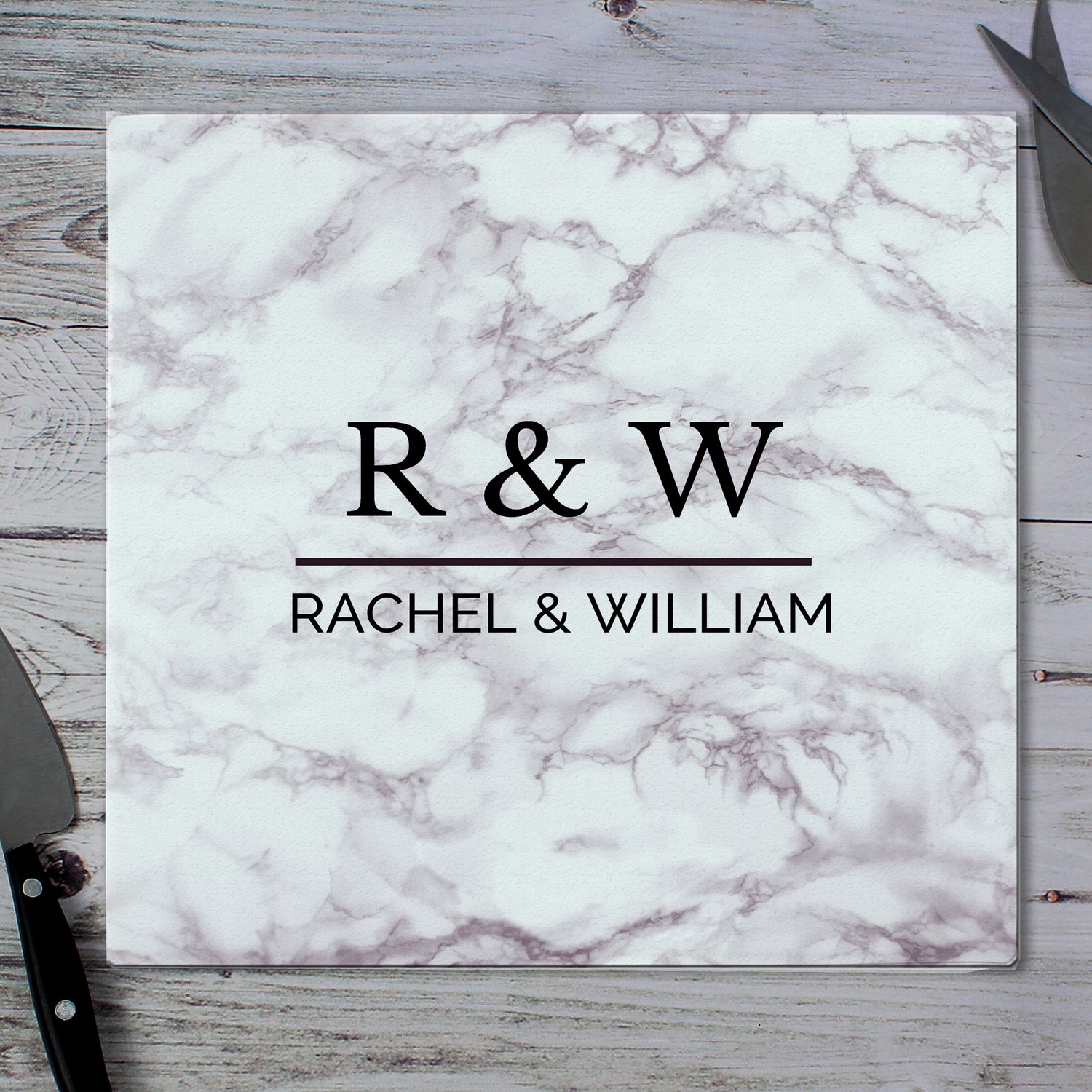 Personalised Marble Effect Glass Chopping Board/Worktop Saver - gift & personalise