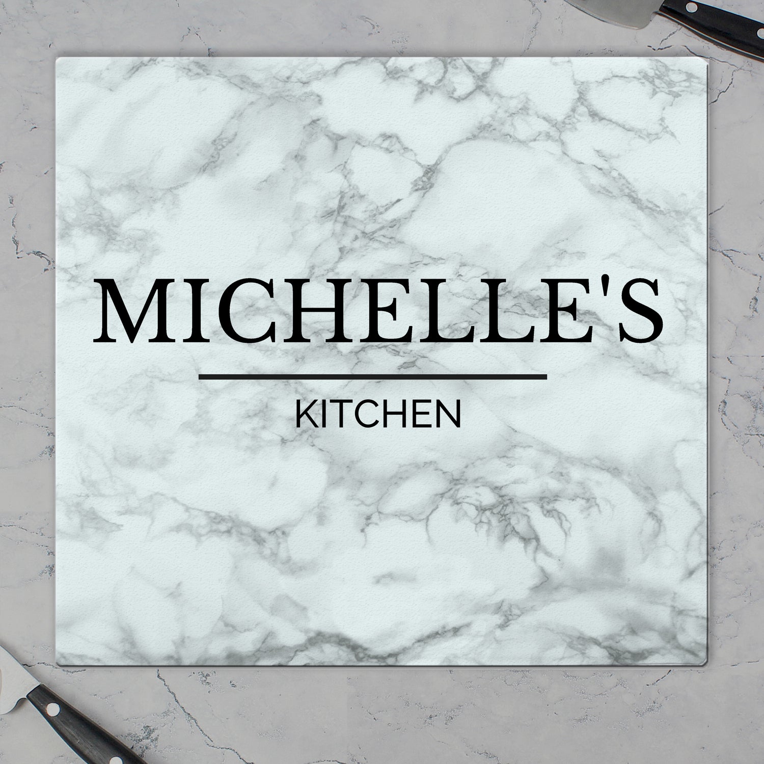 Personalised Marble Effect Glass Chopping Board/Worktop Saver - gift & personalise