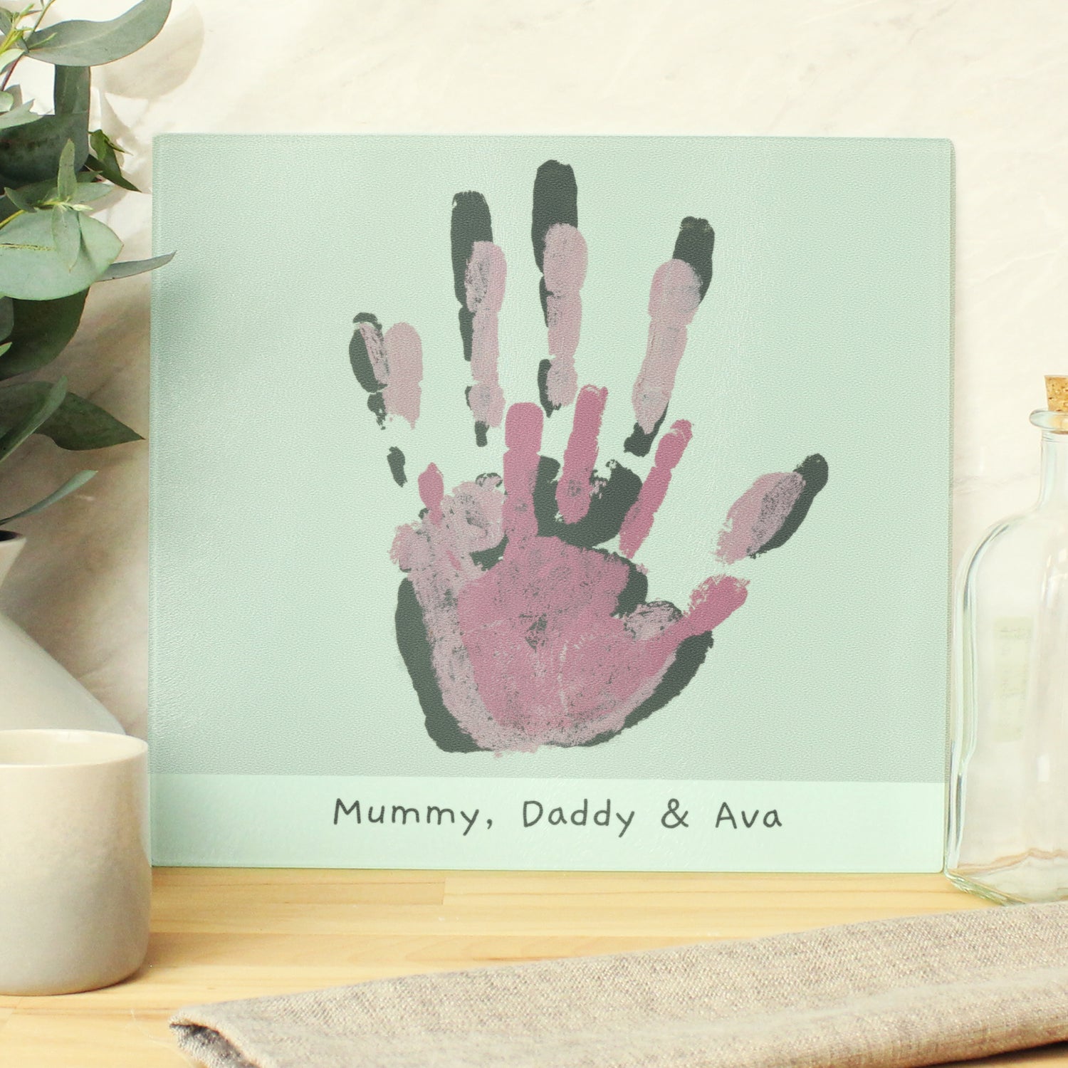 Personalised Childrens Drawing Photo Upload Glass Chopping Board/Worktop Saver - gift & personalise