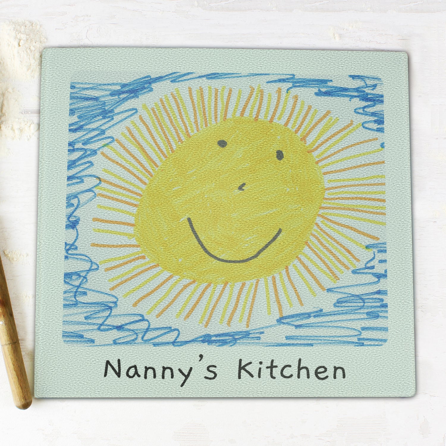 Personalised Childrens Drawing Photo Upload Glass Chopping Board/Worktop Saver - gift & personalise