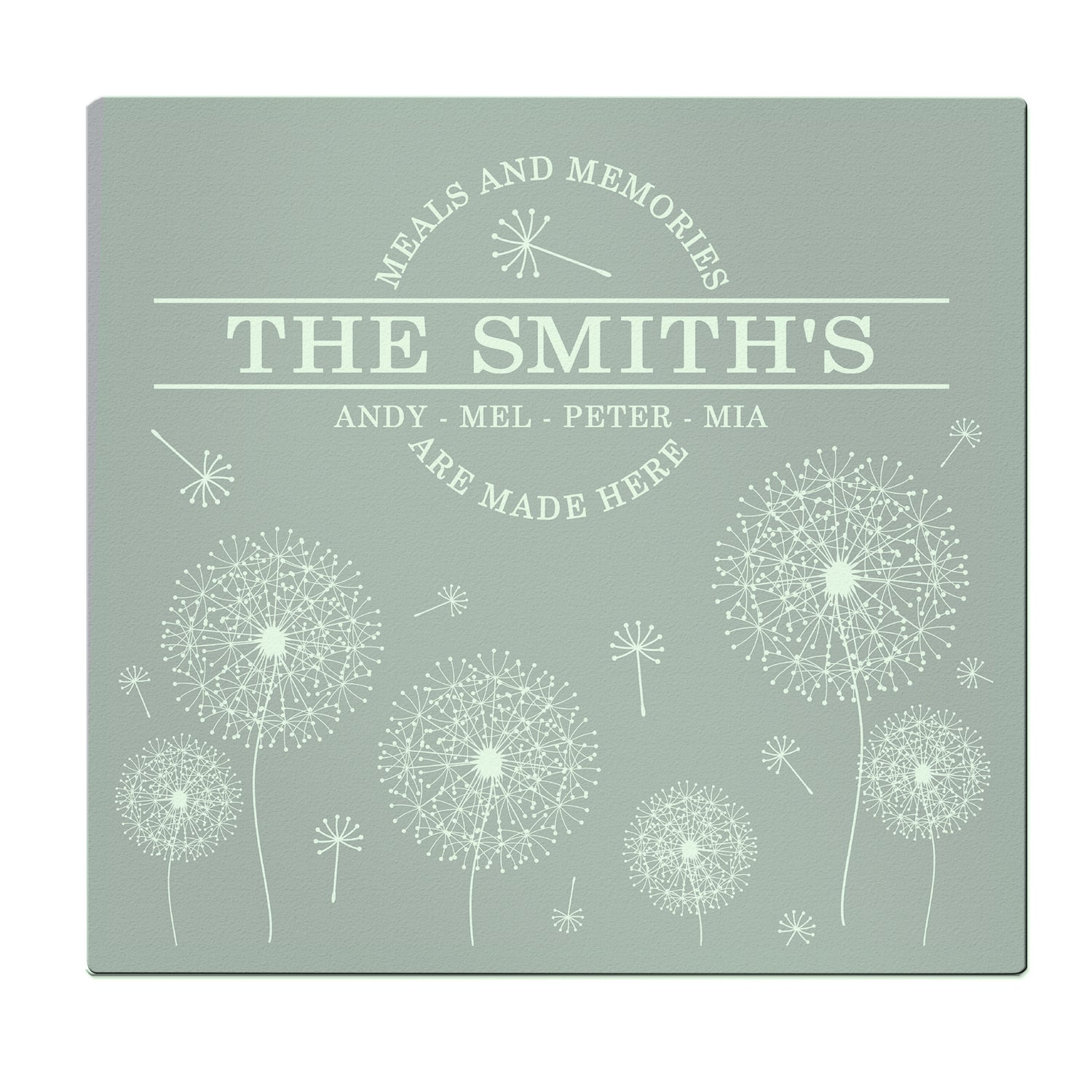 Personalised Dandelion Glass Chopping Board/Worktop Saver - gift & personalise