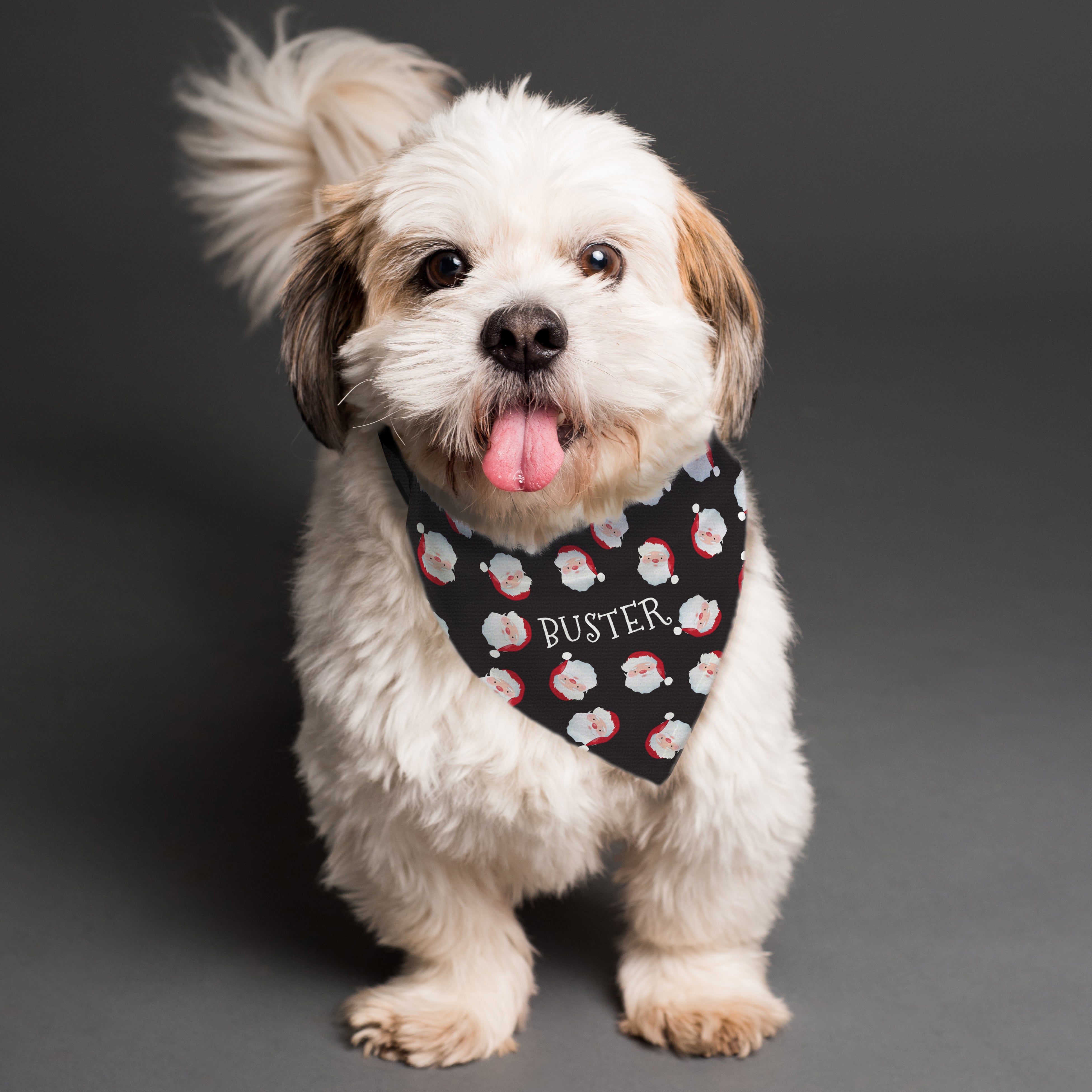 Personalised Santa Black Dog Bandana - gift & personalise